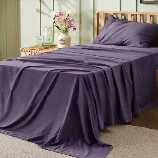 Bedsure Twin Sheets Set - Soft Twin Bed Sheets, 3 Pieces Hotel Luxury Dusty Purple Sheets Twin, Easy Care Polyester Microfiber Cooling Bed Sheet Set