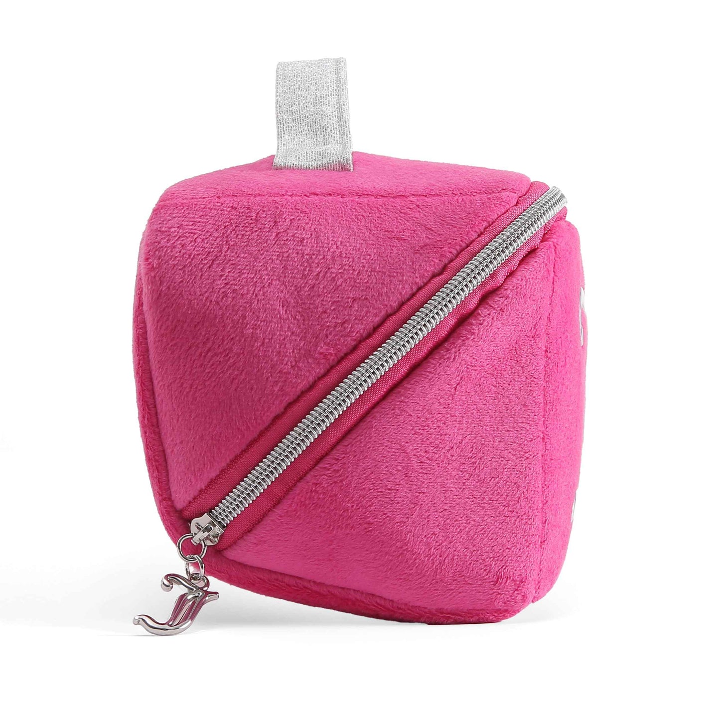Juicy Couture Hot Pink Makeup Bag Cosmetics Organizer Travel Essentials Diagonal Loaf Velour Large Logo