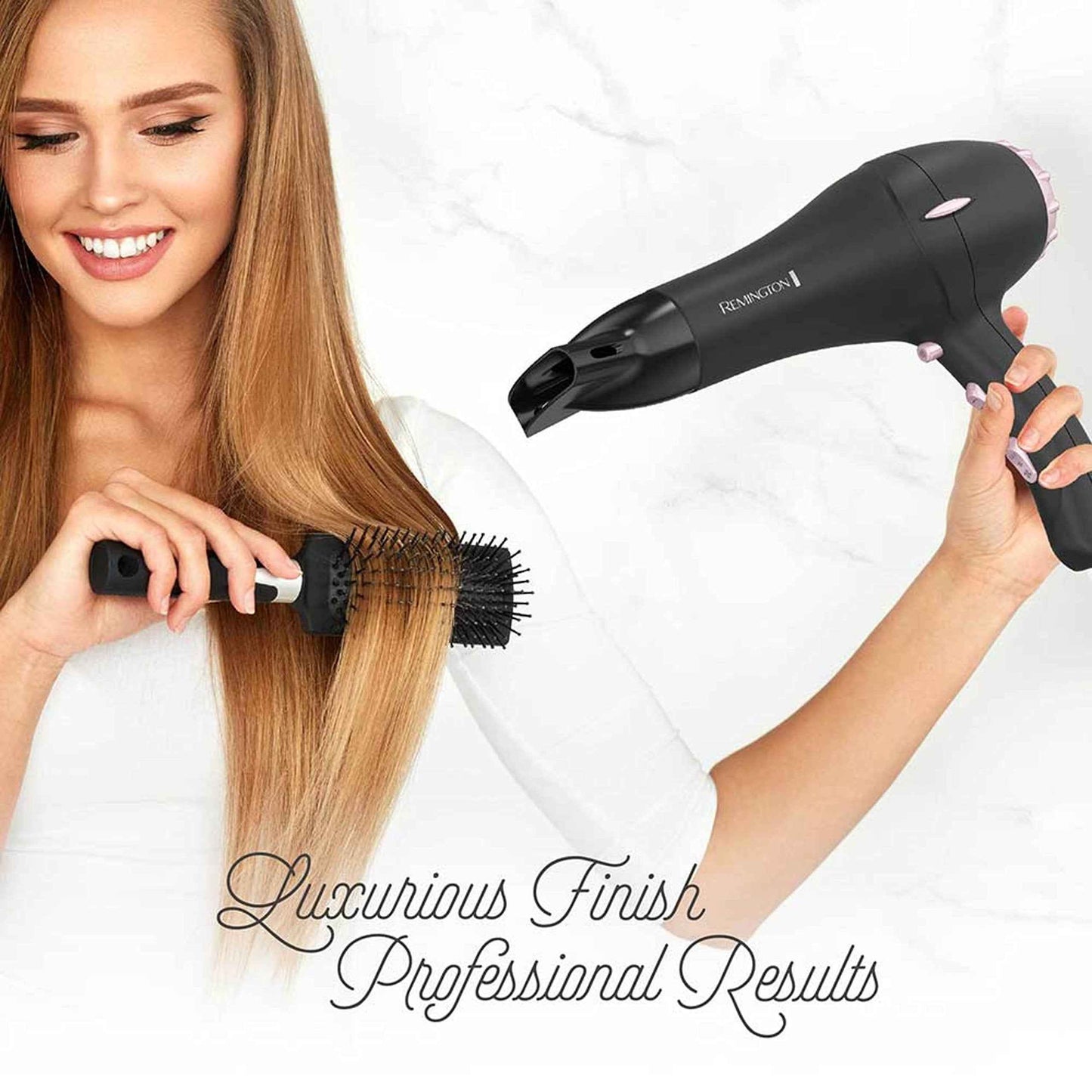 Remington Pro Pearl Ceramic Hair Dryer | 1875W Fast Drying, Professional AC Motor, 3 Heat + 2 Speed Settings, Cool Shot, Diffuser & Concentrator Included