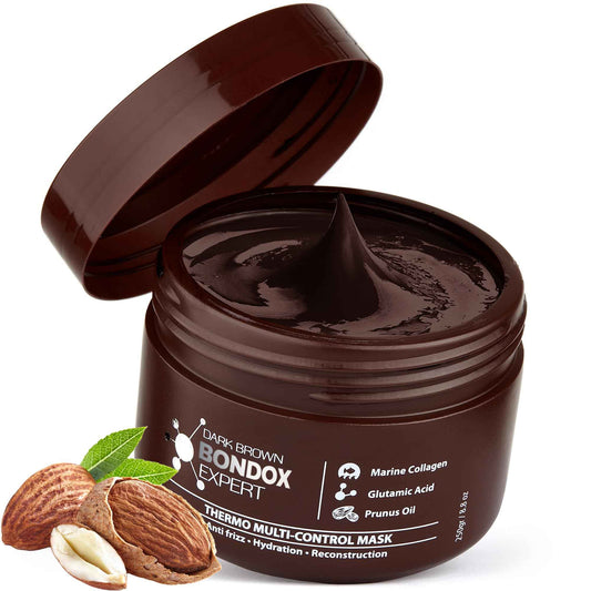 Hair Treatment Mask Damaged Dark Brown Color BONDOX 8.8oz | Color Depositing Mask with Almond Oil | Marine Seaweed Collagen | Formaldehyde-Free | Enhances Elasticity, Flexibility, Softness & Moisture