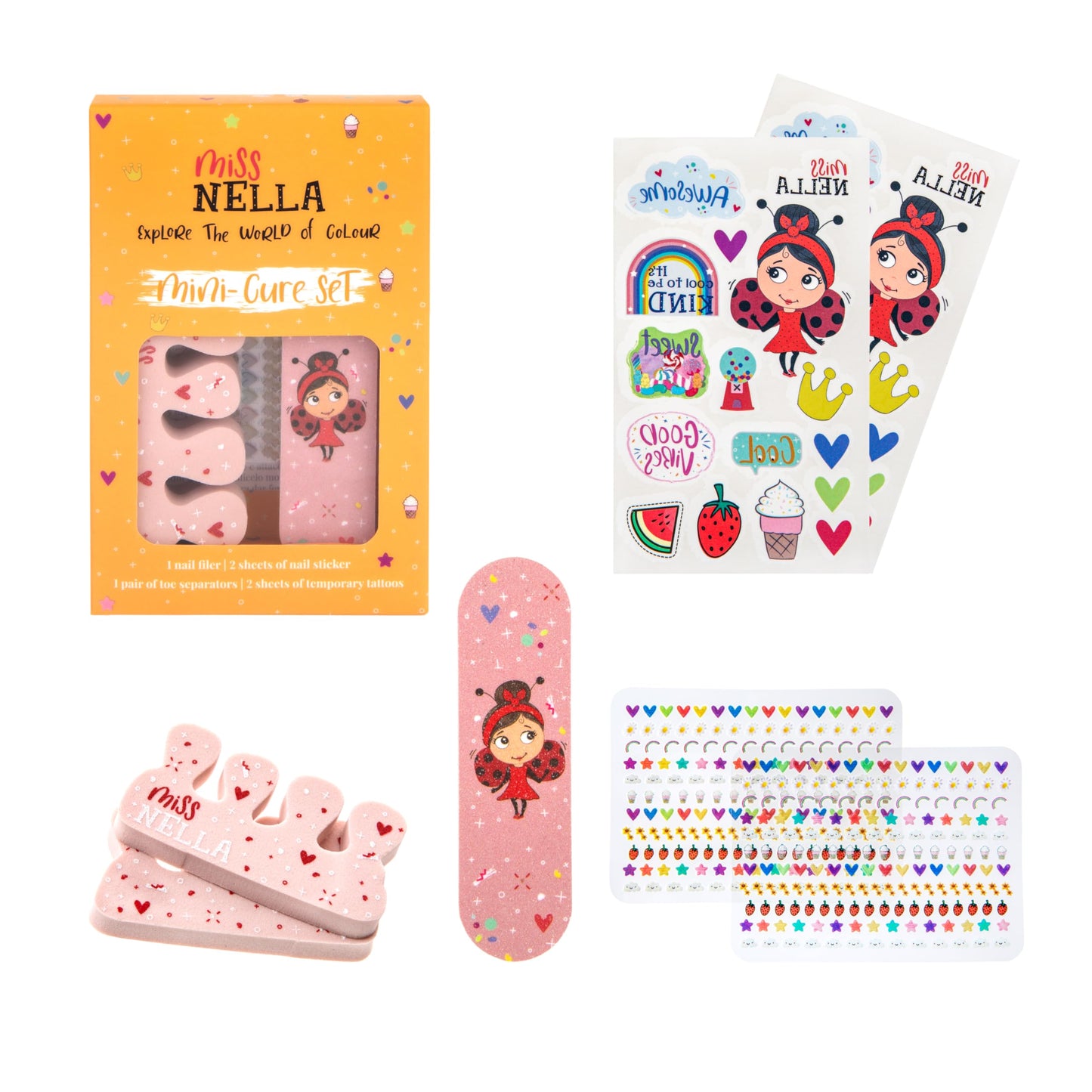 Miss Nella Special Edition Glamorous Picks Kids Makeup & Nail Polish Set for Little Girls, Hypoallergenic, Dermatologically Tested, Non Toxic, Canvas Cosmetic Bag, Washable