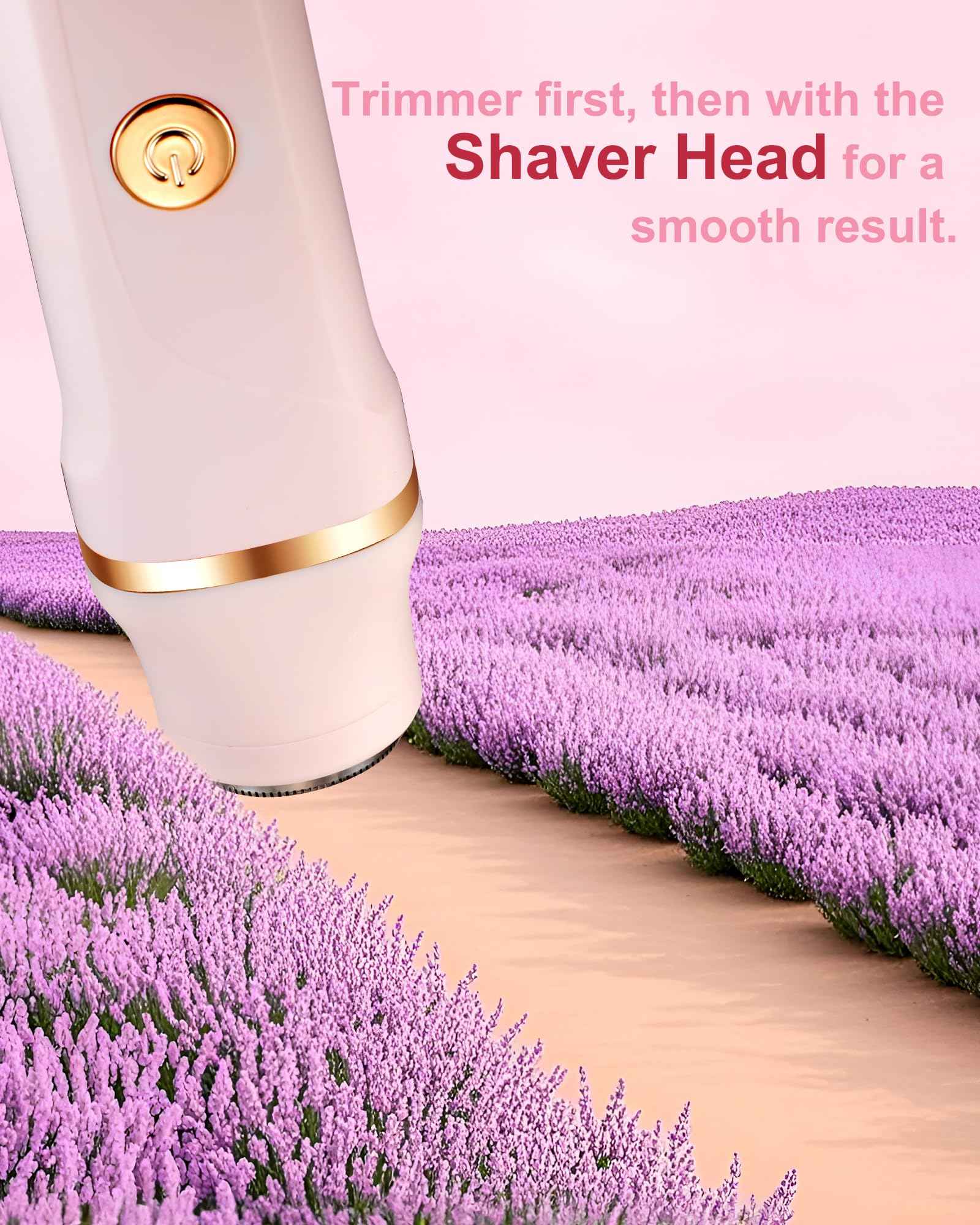 Bikini Trimmer for Women - 3-in-1 Painless Electric Razor Shaver,IPX7 Waterproof&Easy Cleaning for Pubic Hair,Face,Body with Ceramic Blades,USB Rechargeable,Wet&Dry Use(Peach)