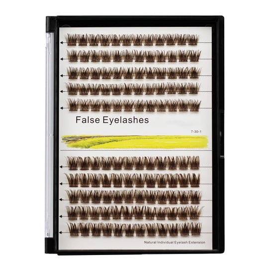 Bodermincer 120 Clusters 10mm+12mm/12mm+14mm/14mm+16mm Mixed Wide Cluster False Eyelash Individual Cluster EyeLashes Grafting Fake False Eyelashes Eyelash Extension (Brown 14mm+16mm Mixed)