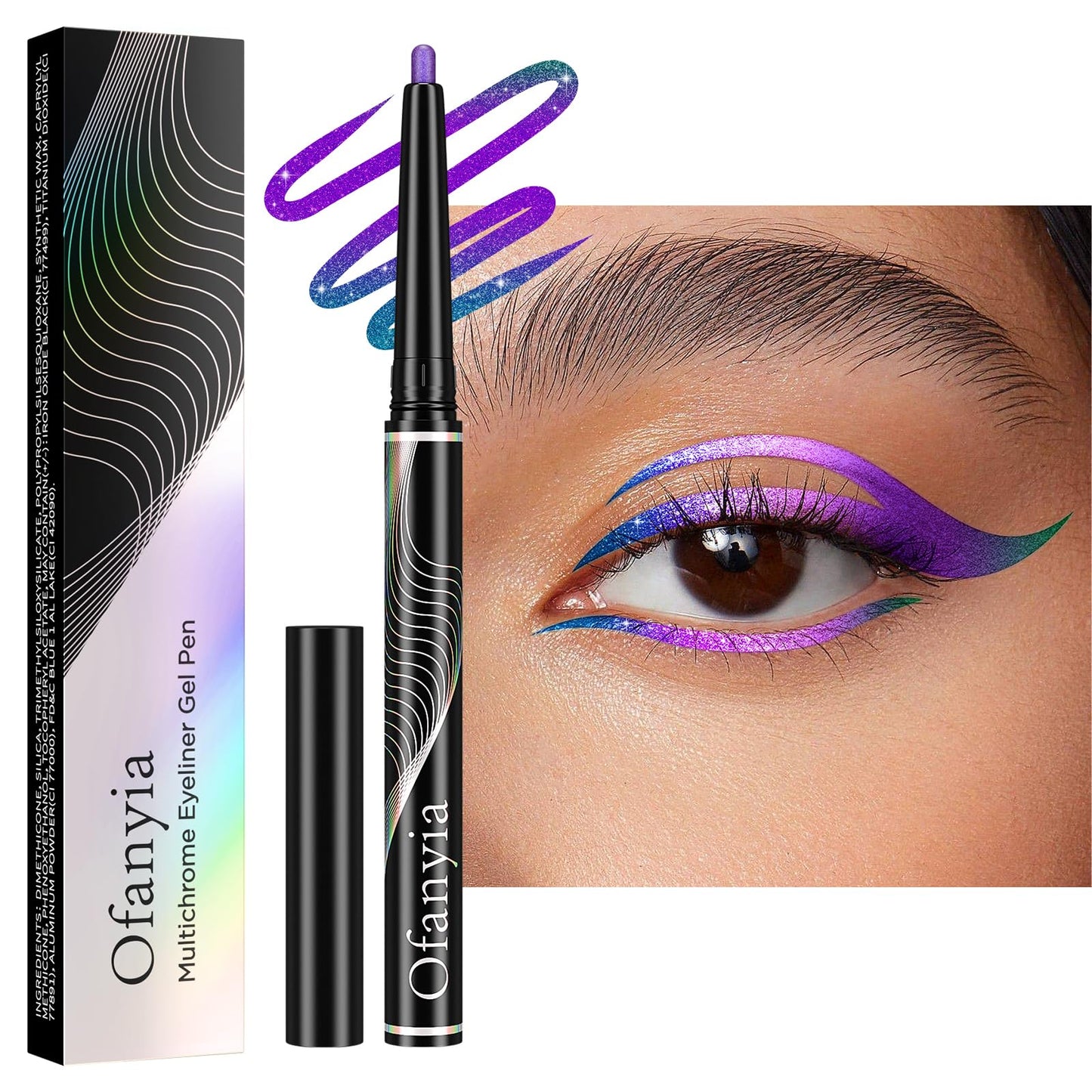 Multichrome Eyeliner,Purple Eyeliner Penclis with Retractable,Glitter Eyeliner Pencil for Halloween Makeup,Waterproof Eyeliner Pen,24h Long Lasting Eye Liner Smudge Proof Eye Pencil