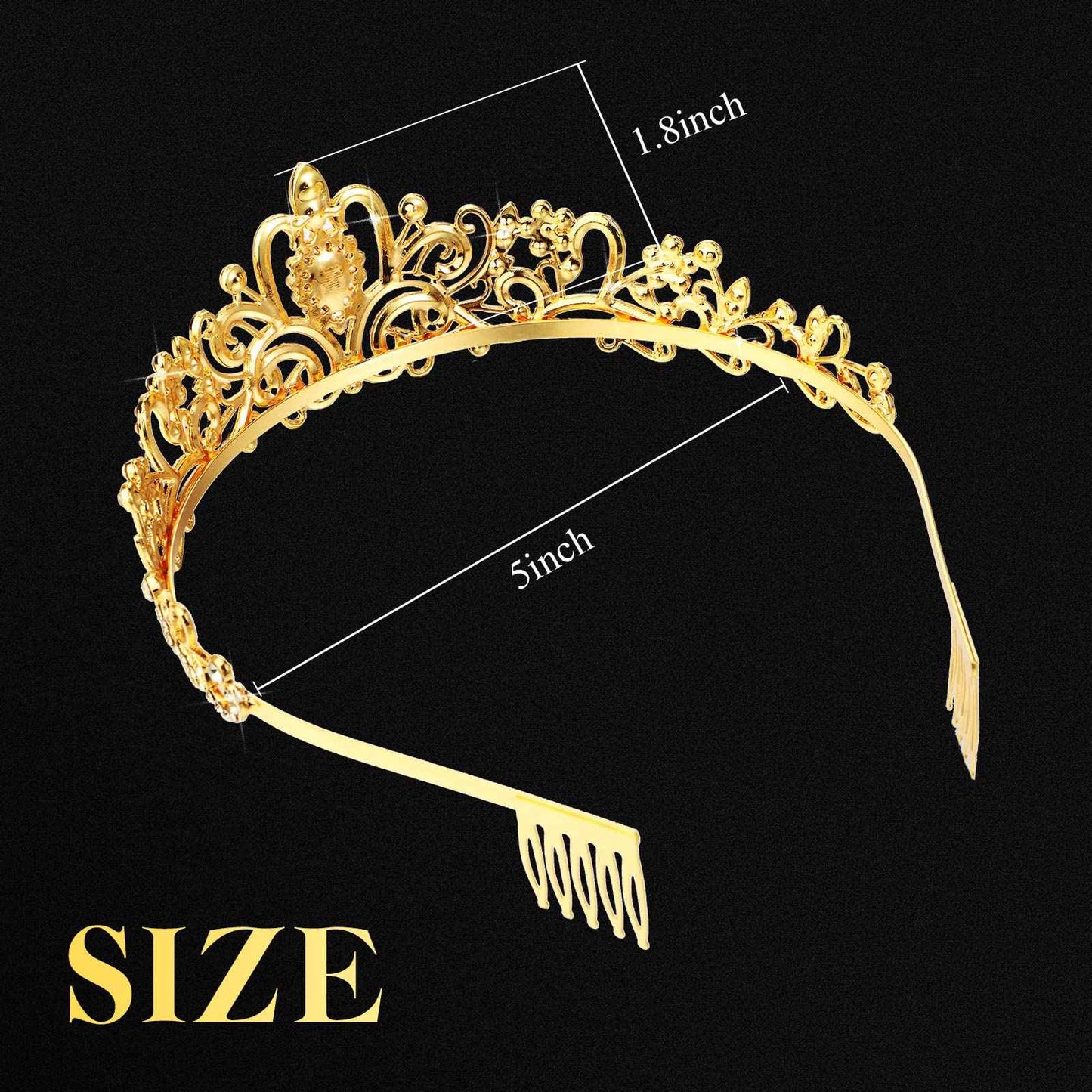 BBTO 10 Pcs Crystal Tiara and Crowns for Women Girls Princess Rhinestone Crown Queen Headband with Combs Bride Tiara for Birthday Party Wedding Prom Hair Accessories(Gold)