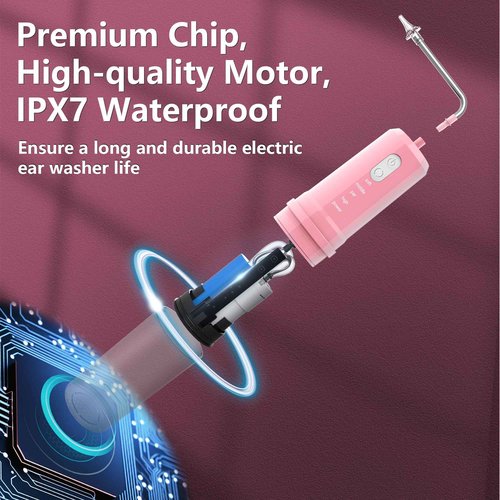 Ear Wax Removal, Ear Cleaning Kit, Electric Ear Cleaning with 4 Pressure Modes, 6 Reusable Replacement Tips, Pink