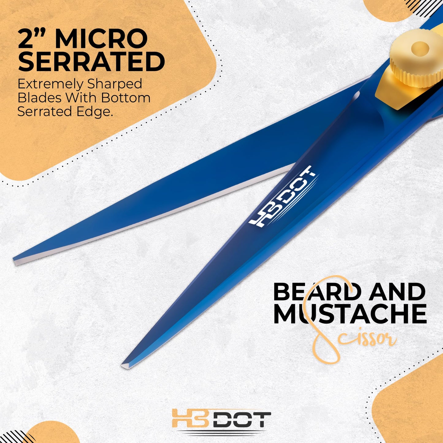 HB-DOT Professional Beard and Mustache Scissors, 5.5-Inch Blue German Steel Beard Trimming Scissors for Men, Versatile Grooming Scissors Men Come with an Elegant Case and Beard Comb.