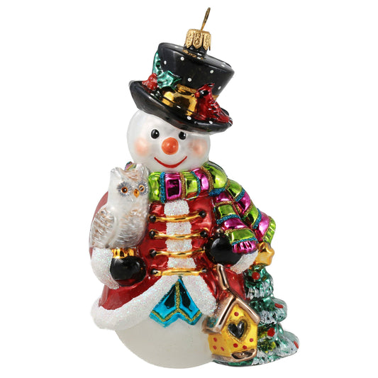 Miss Christmas 2024 Collection Fancy Snowman Blown Glass Christmas Tree Ornament (Snowman in Holiday Colors)