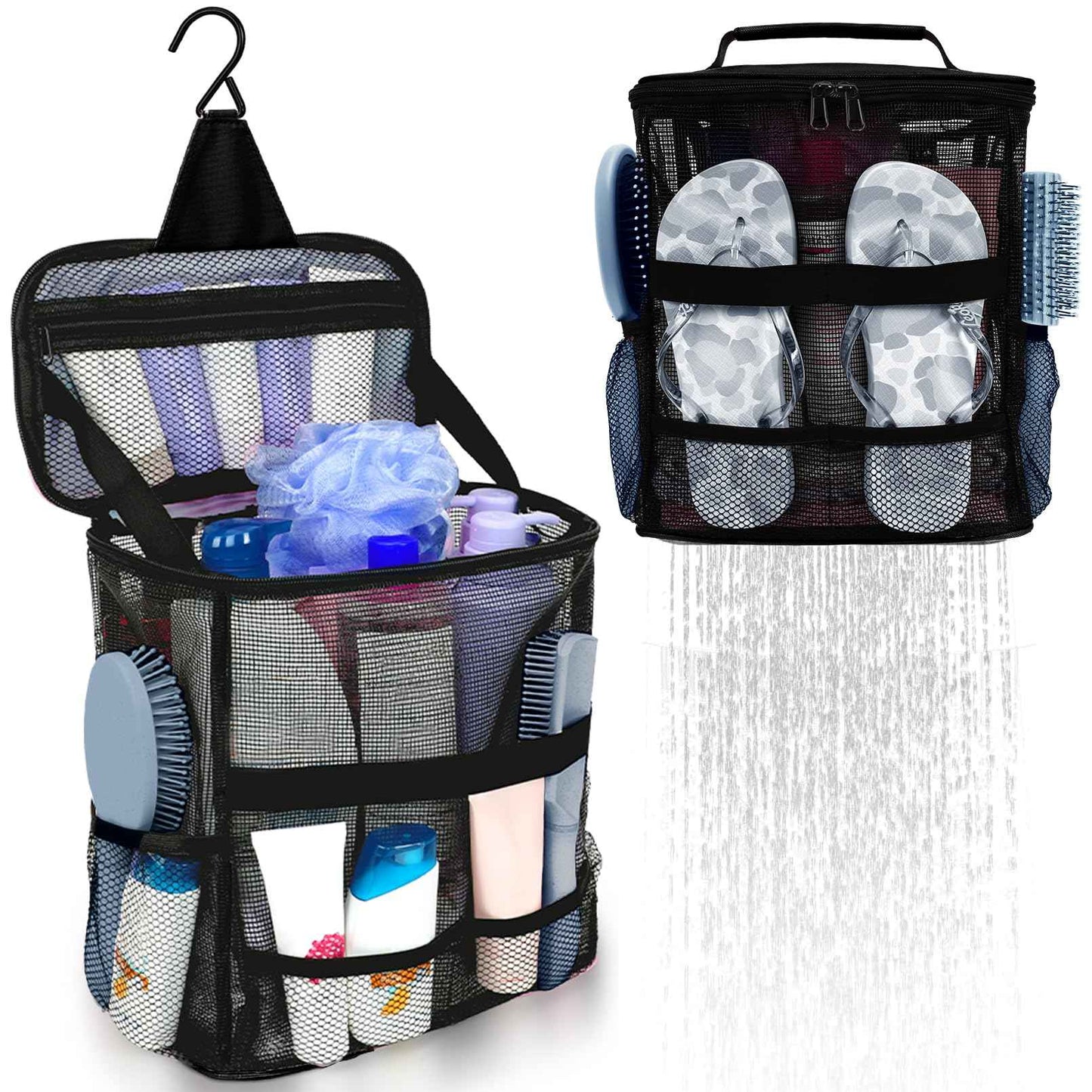 Dorm Room Essentials for College Students Girls Boys Guys, Large Capacity Mesh Shower Caddy Portable with Hanging Hook, Quick Dry Shower Bag for Camping, Beach Essentials, Birthday Gifts for Women Men