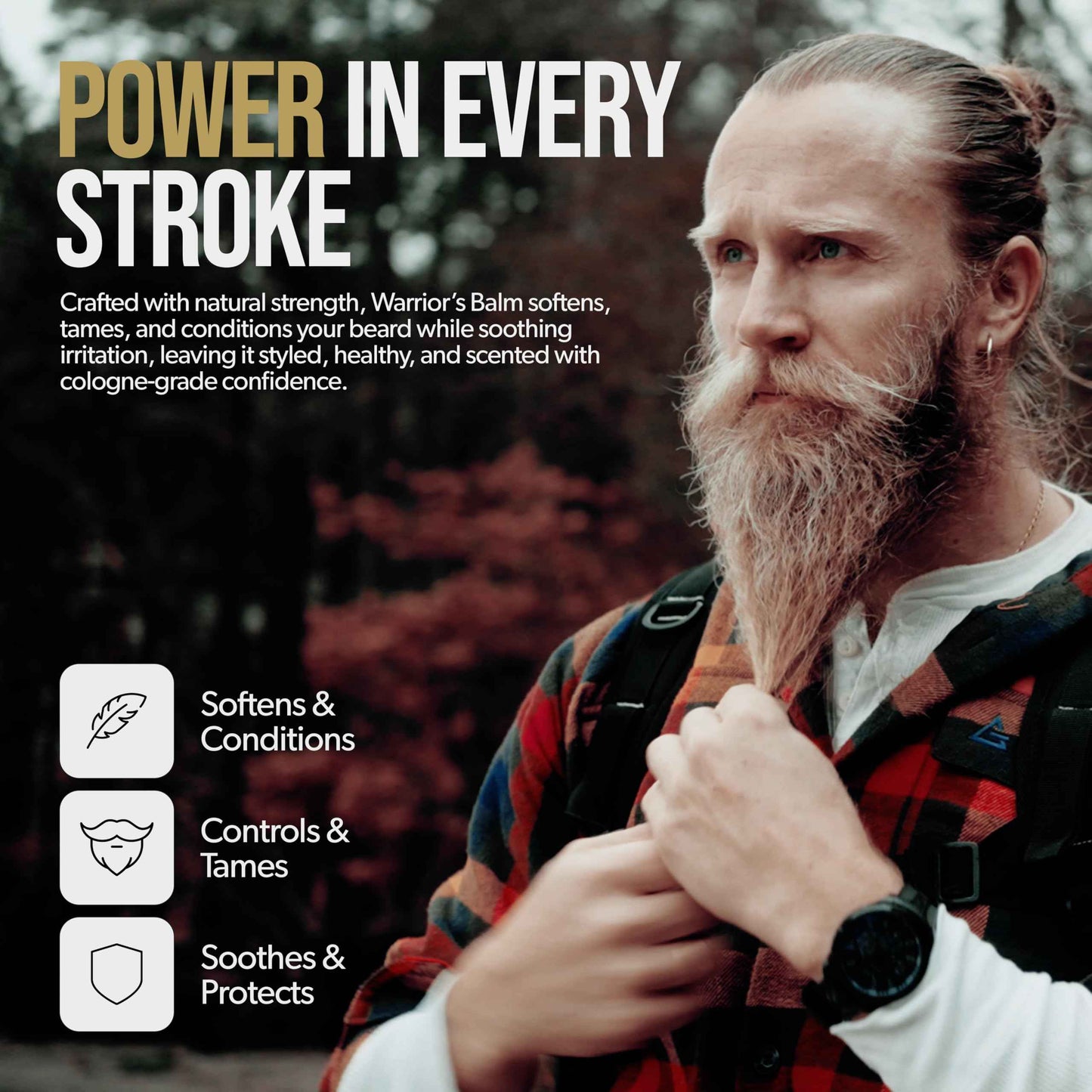 The Beard Struggle Warrior’s Beard Balm - Gold Collection, Valhalla's Gates - Non-Greasy Low-Hold Formula, Luxurious Cologne-Grade Fragrances 100% Natural and Plant-Based Ingredients - 50g