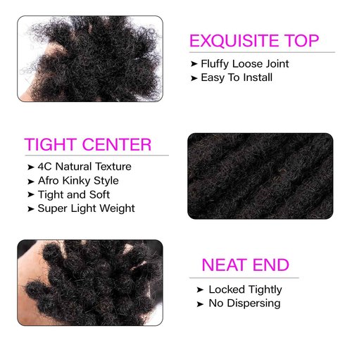 0.2 cm Width 6 Inch 30 Strands Human Hair Loc Extensions, Natural Black 100% Full Handmade Permanent Real Human Hair Dreadlock Extensions for Women/Men/Kids Can Be Dyed Bleached Curled Twisted