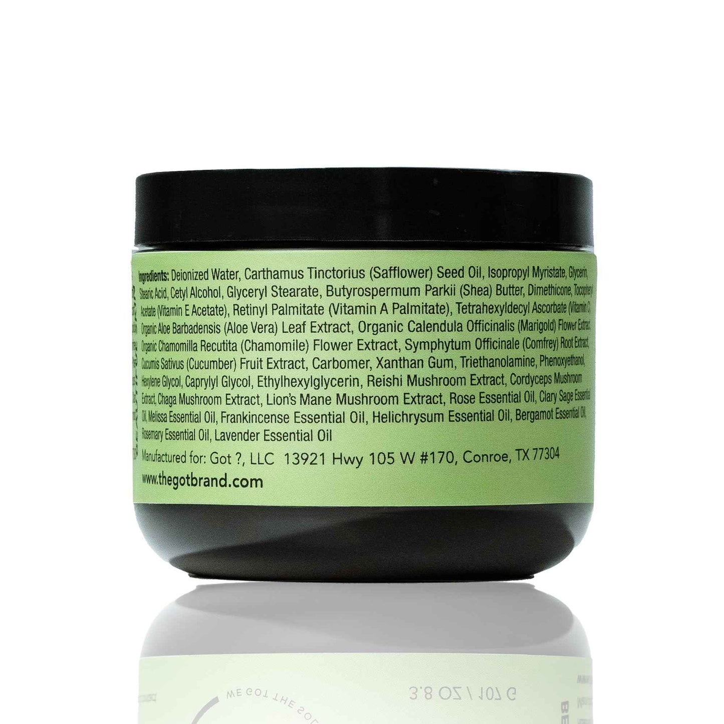 Got? Mushroom Moisturizer - Lightweight Hydrating Cream Infused with Reishi, Chaga, Cordyceps and Lion’s Mane Mushroom Extracts, Shea Butter, Vitamin E, and Essential Oils - 3.8 oz