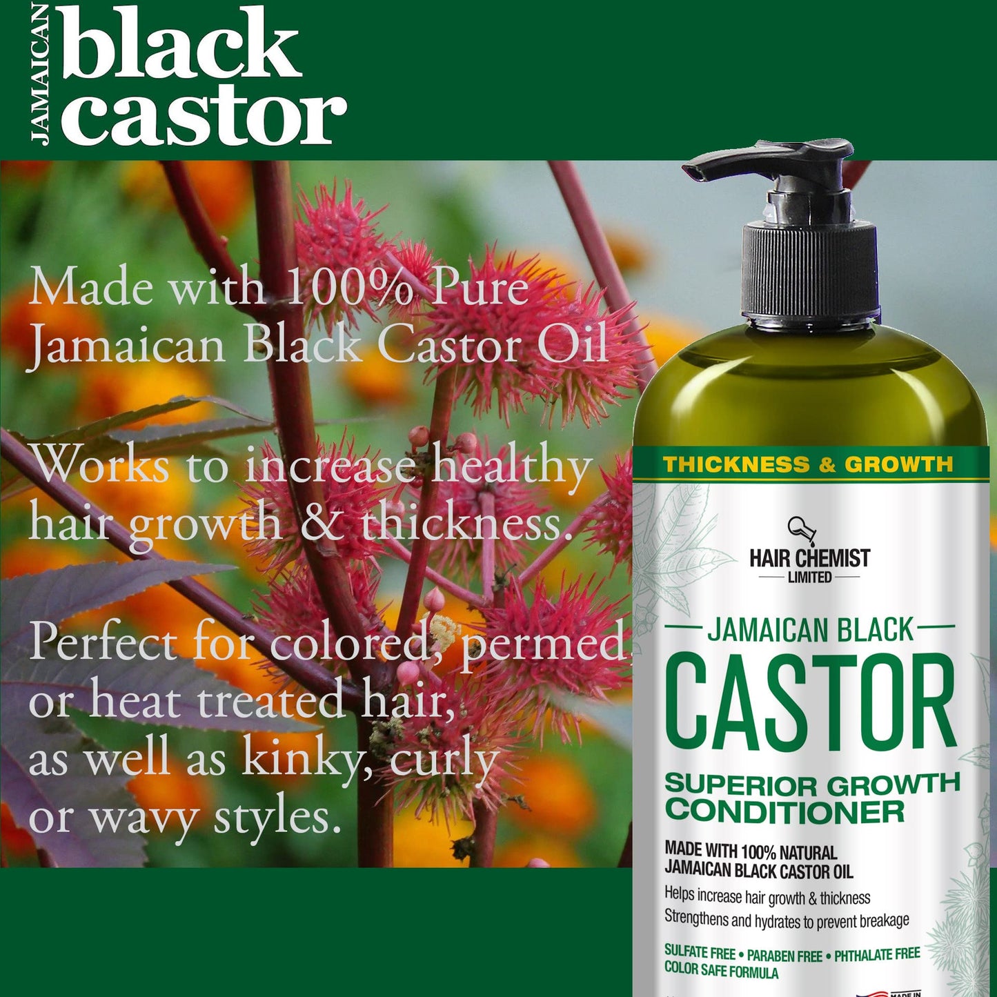 Hair Chemist Superior Growth Jamaican Black Castor Conditioner 33.8 oz. - Sulfate Free Conditioner made with Natural Ingredients