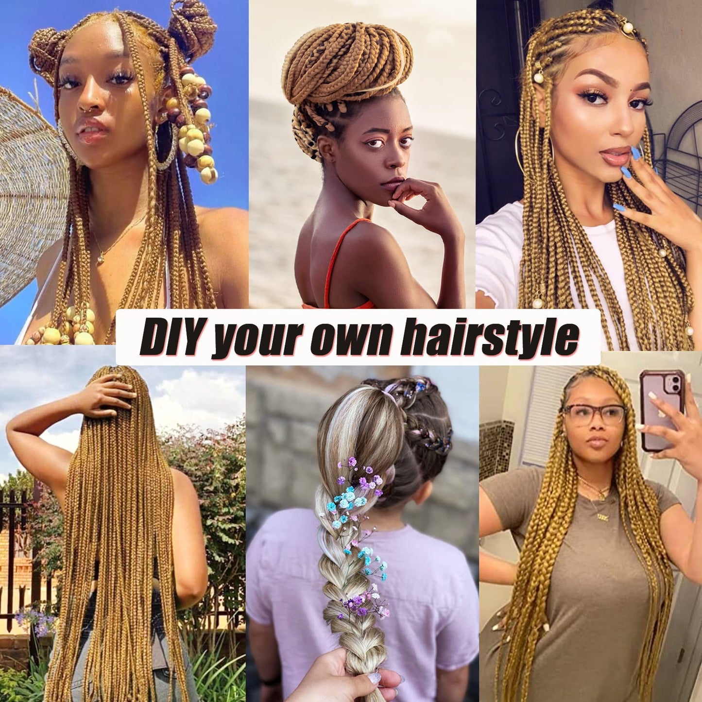 IXIMII #27 Braiding Hair Pre Stretched 16 inch 3 packs Prestretched Kanekalon Hair Honey Blonde Color Straight Braids Soft Yaki Texture Synthetic Hair Extensions