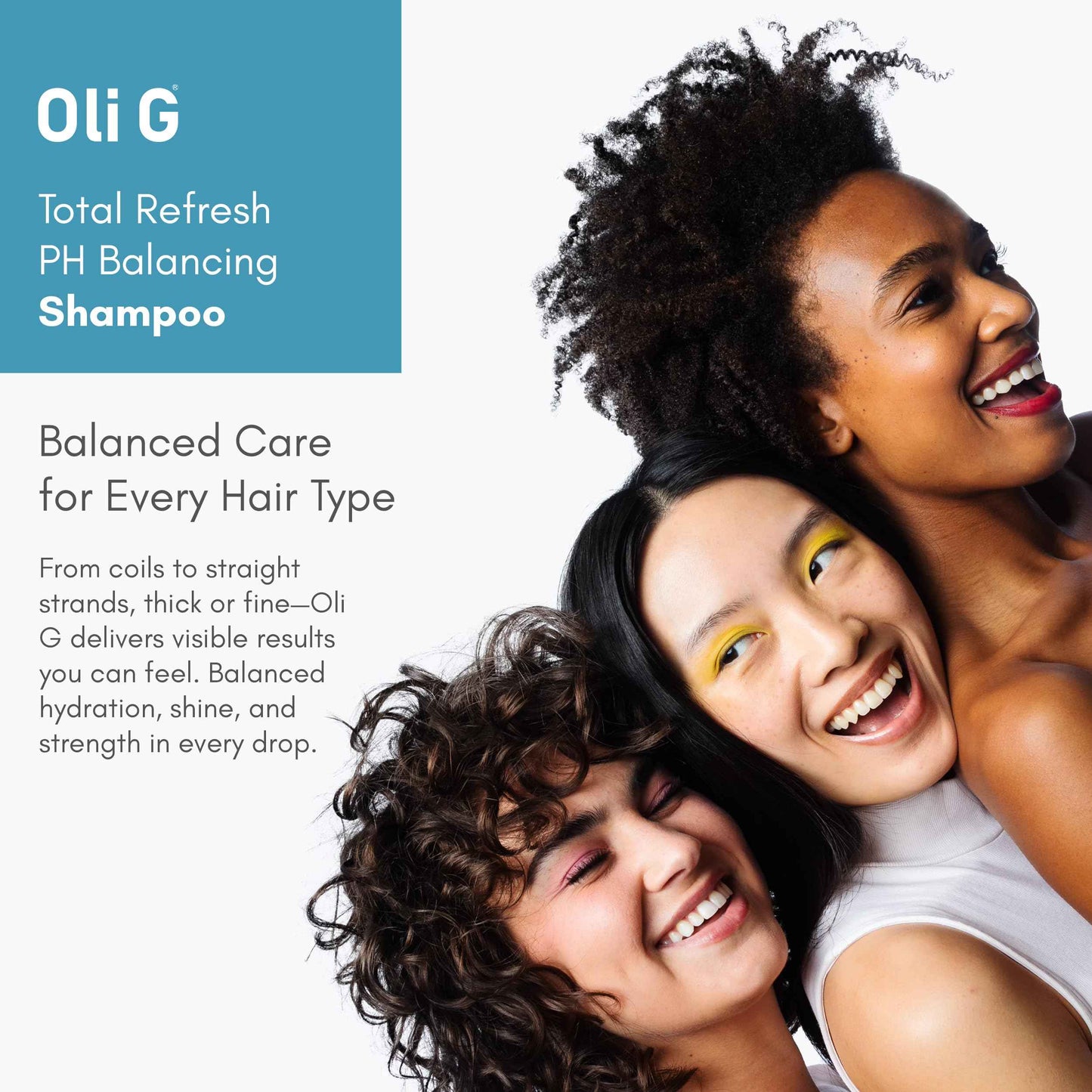 Oli G Total Refresh pH Balancing Shampoo – Lightweight Daily Cleanser for All Hair Types – With Marula Oil, Shea Butter & Quinoa Protein – Hydrating, Anti-Frizz Formula – 10.1 fl oz