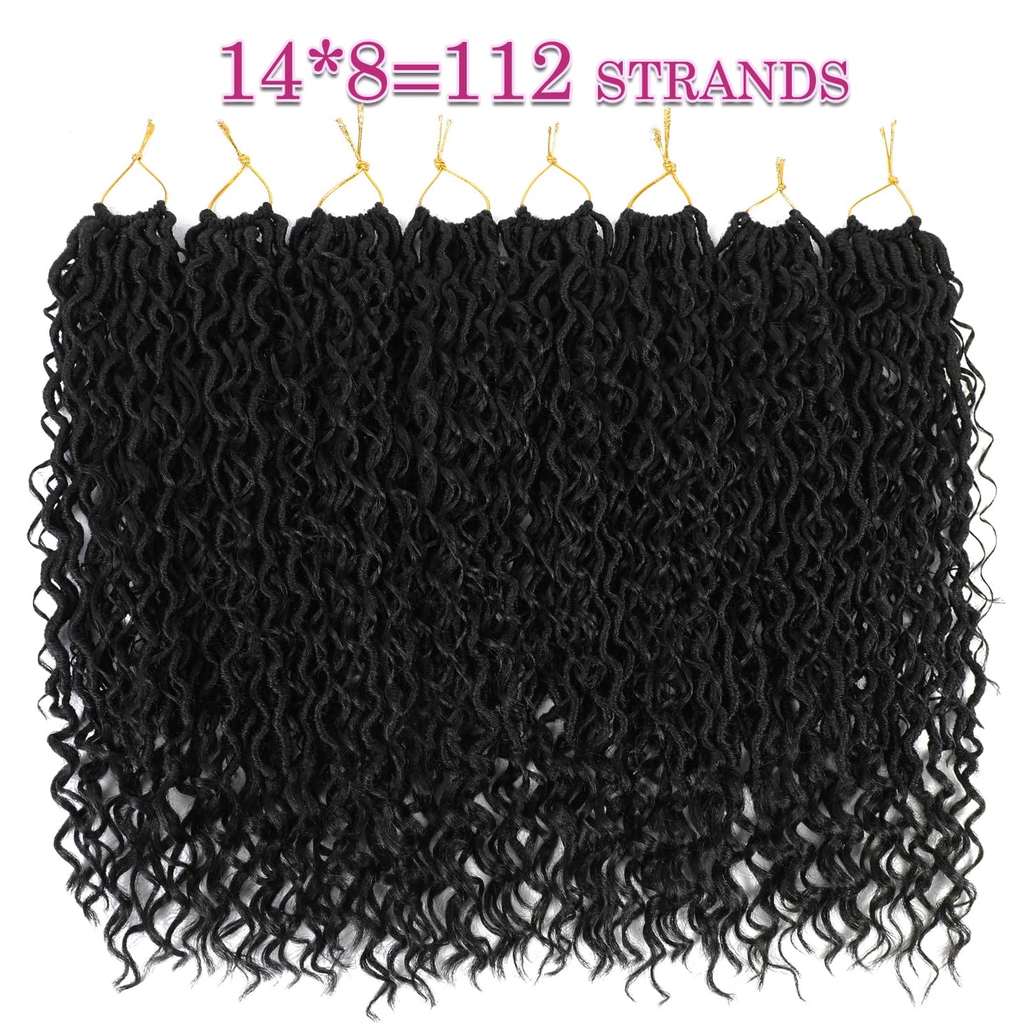 8 Packs Goddess Faux Locs Crochet Hair for Black Women, Long Goddess Locs Crochet Hair, Boho Style Locs, River Locs Crochet Hair with Curly Ends (22Inch, 1B#, 8Packs)