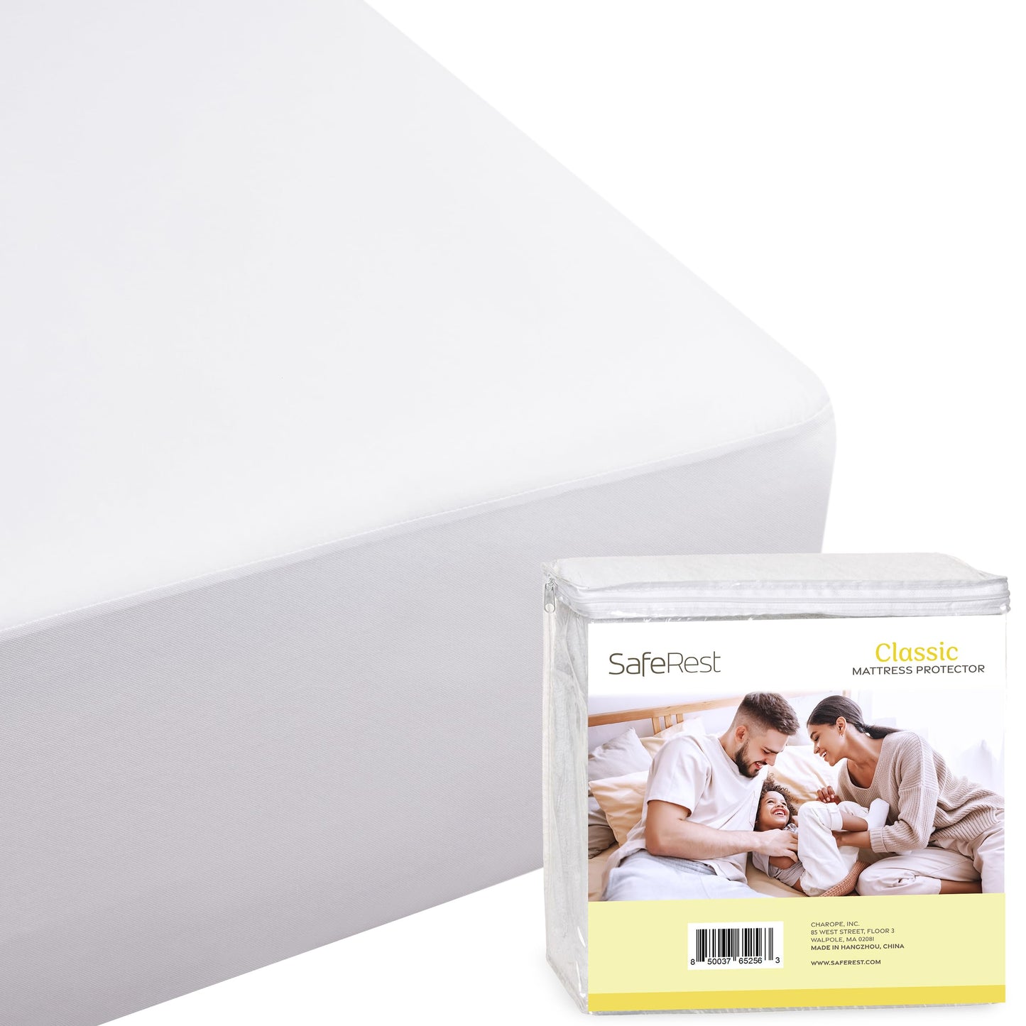 SafeRest 100% Waterproof Queen Size Mattress Protector - Fitted with Stretchable Pockets - Machine Washable Cotton Mattress Cover for Bed