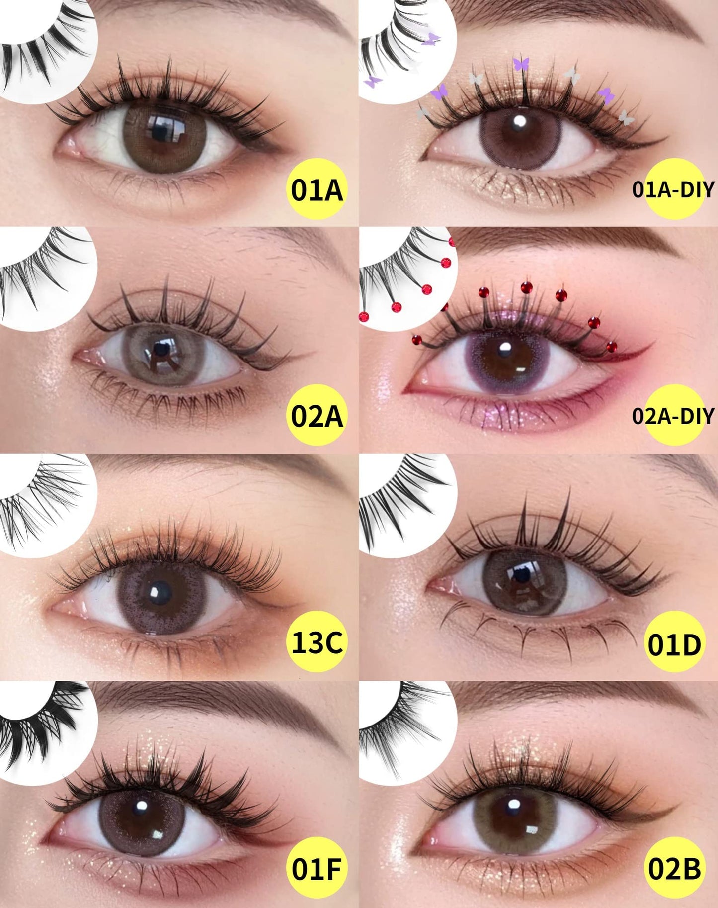 Geeneiya Manga Lashes Natural Look Anime False Eyelashes Faux Mink Eye Lashes Pack D Curl Strip Fake Lashes Chinese Korean Japanes Makeup,10 Pairs