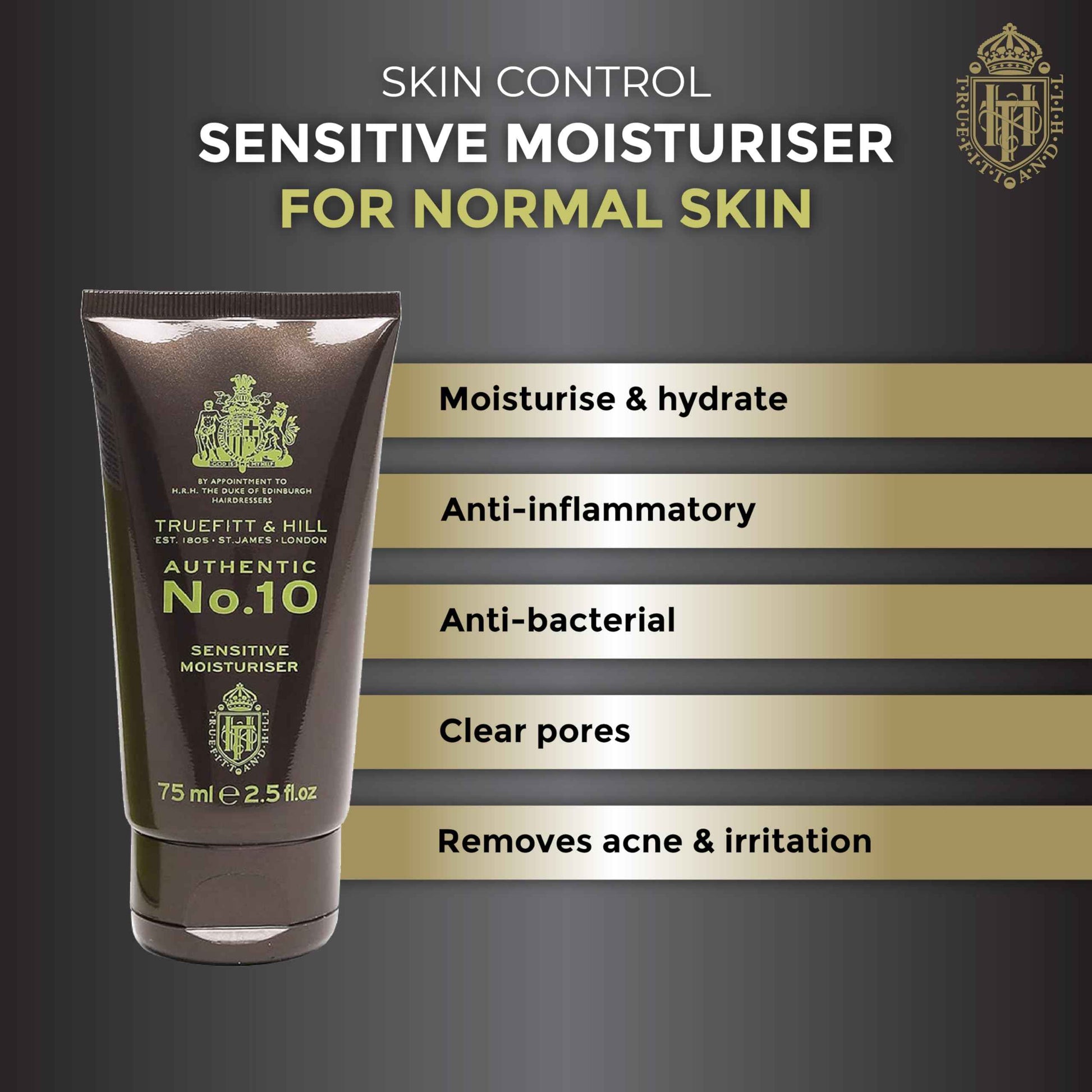 Truefitt & Hill Optimum Moisturizer - No. 10 - Packed with Anti-Aging Peptides, Smoothes Skin and Increases Skin Elasticity, Boostes Collagen - 2.5 oz.