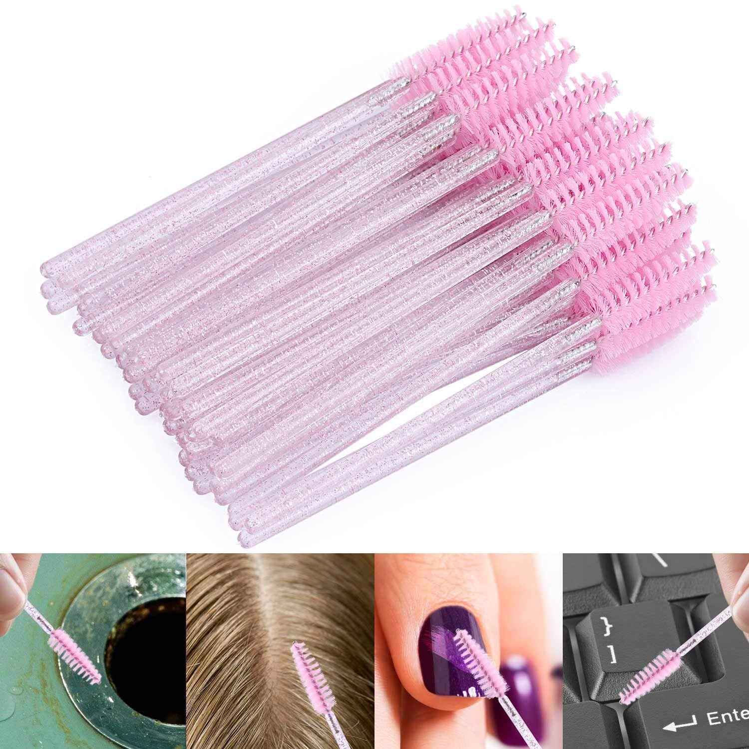 Tbestmax 2000 Disposable Mascara Wands Eyelash Brush Spoolies for Eyebrow Eye Lash Extension Pink