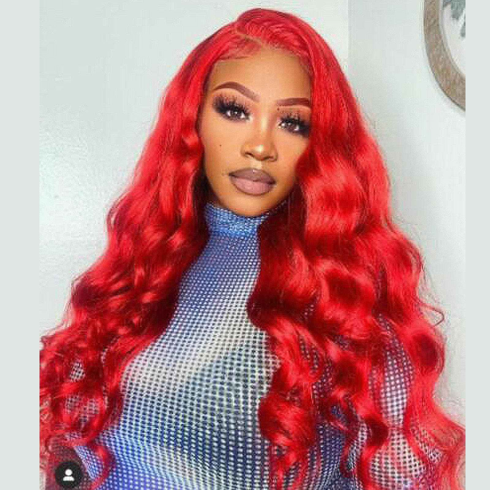 AFBeauty Bright Red Synthetic Lace Front Wig for Women Pastel Red Lace Front Wigs Pre Plucked Hairline Long Loose Wavy Curly Synthetic Lace Front Wig Glueless Heat Resistant 26 Inch Daily Cosplay