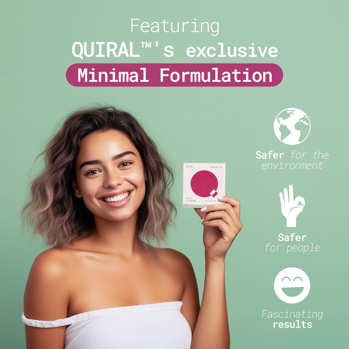 QUIRAL Normal Hair Shampoo Bar | Balances & Hydrates Solid Shampoo | Natural, Vegan, Cruelty-Free, Sulfate-Free, Parabens-Free, Silicone-Free, Handcrafted, pH-balanced | Zero Waste, 2.3 oz