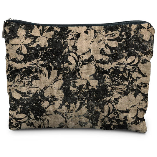 RYYCDOI Black and Gold Floral Makeup Bag, Vintage Floral Makeup Pouch, Flower Makeup Bag Pouch, Black Floral Cosmetic Bag, Floral Toiletry Bag, Aesthetic Makeup Bag