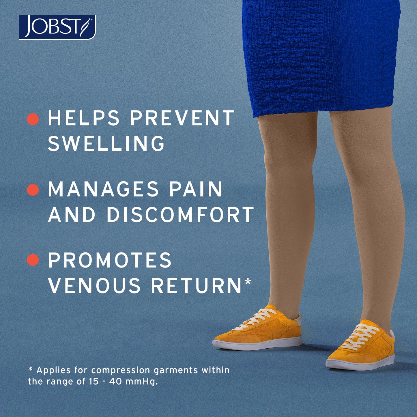 JOBST Relief Knee High 20-30 mmHg Compression Stockings with Silicone Band, Closed Toe, Black, Medium