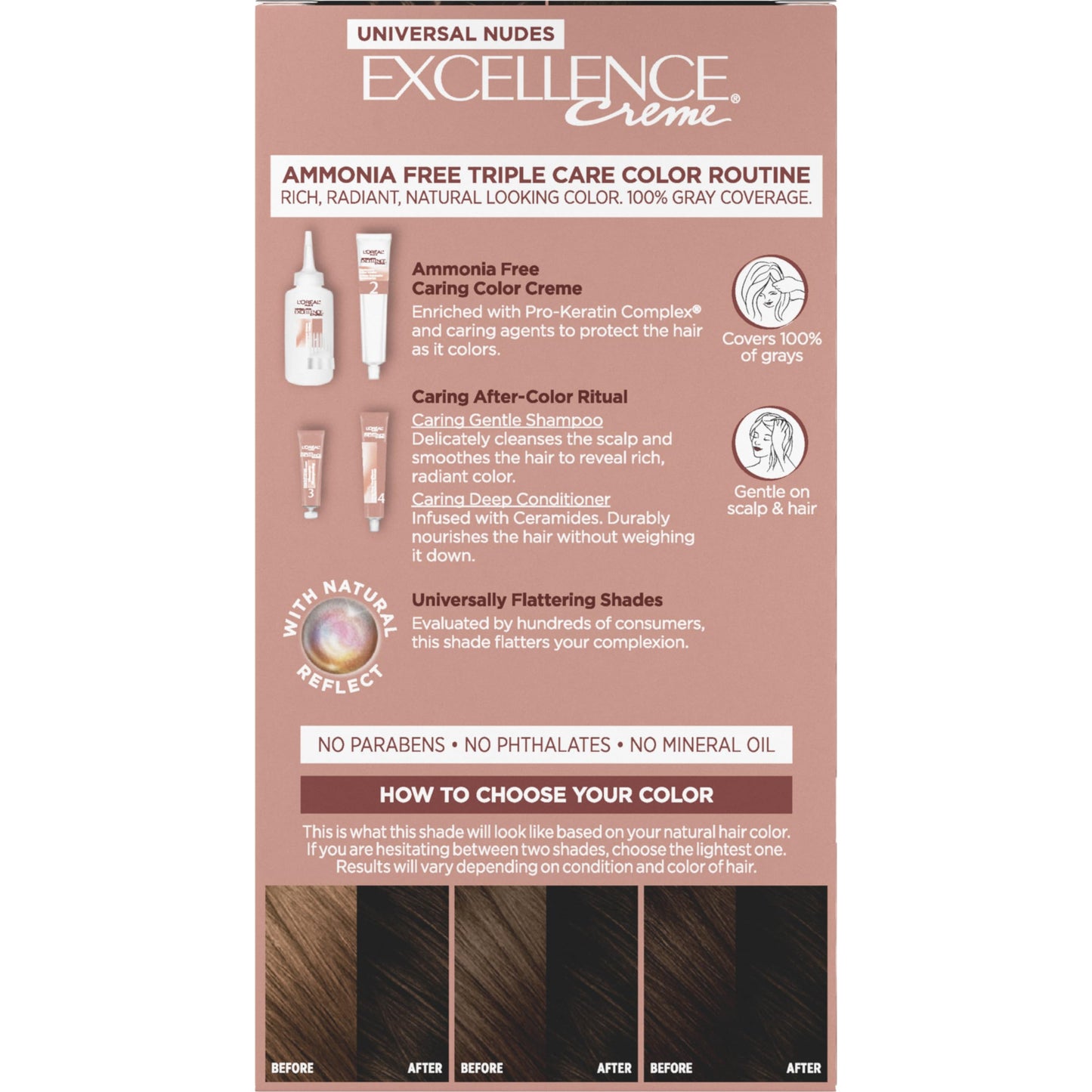 L’Oréal Paris Excellence Universal Nudes Permanent Hair Color, Ammonia Free Hair Dye for Gray Hair Coverage, 2N Natural Soft Black, 1 Hair Dye Kit