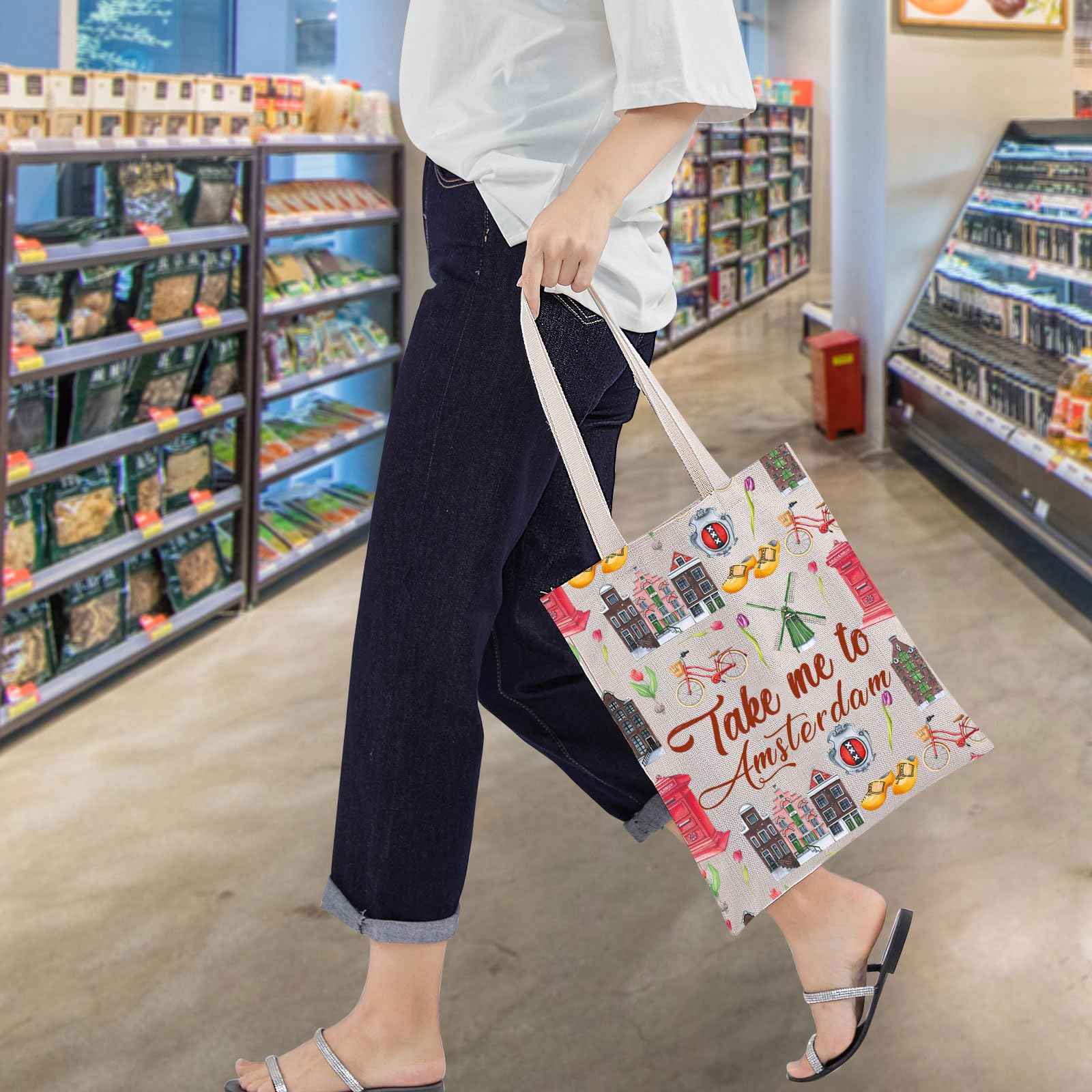 WZMPA Amsterdam Netherlands Travel Cosmetic Bag Amsterdam Souvenir Gift Take Me To Amsterdam Zipper Pouch Bag Amsterdam Travel Merchandise (Take Amsterdam TG)