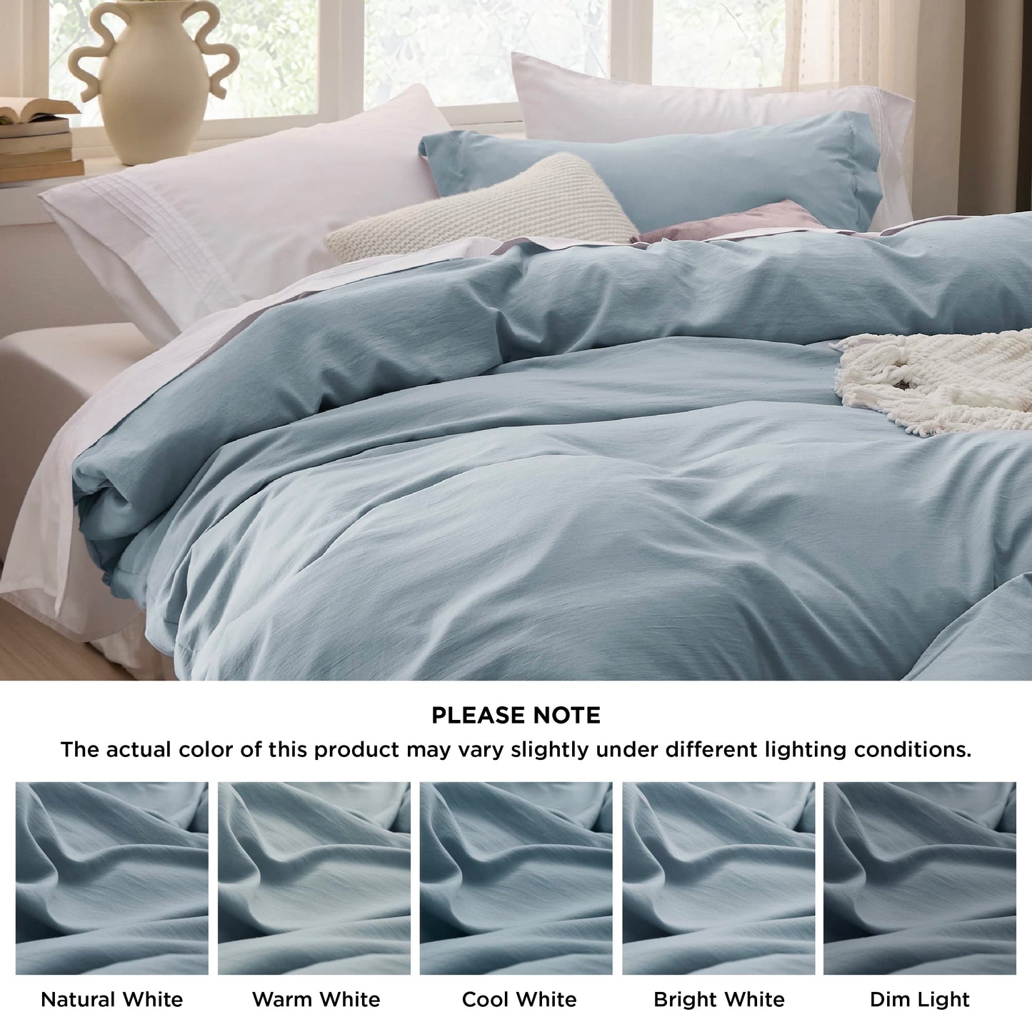 Bedsure Mineral Blue Twin Duvet Cover Set - Soft Prewashed Duvet Cover Twin Size, 2 Pieces, 1 Duvet Cover 68x90 Inches with Zipper Closure and 1 Pillow Sham, Comforter Not Included