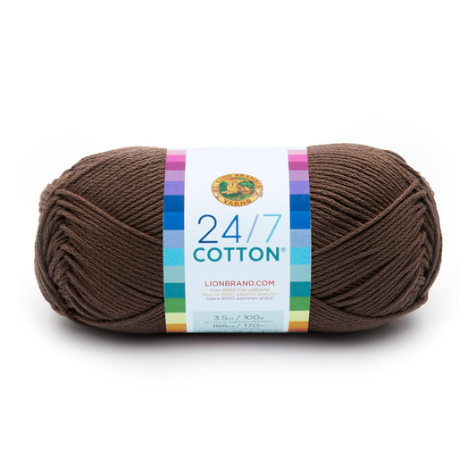 Lion Brand 24/7 Cotton Yarn, Lightweight Yarn for Knitting, Crocheting, and Crafts, Café Au Lait, 1 Pack