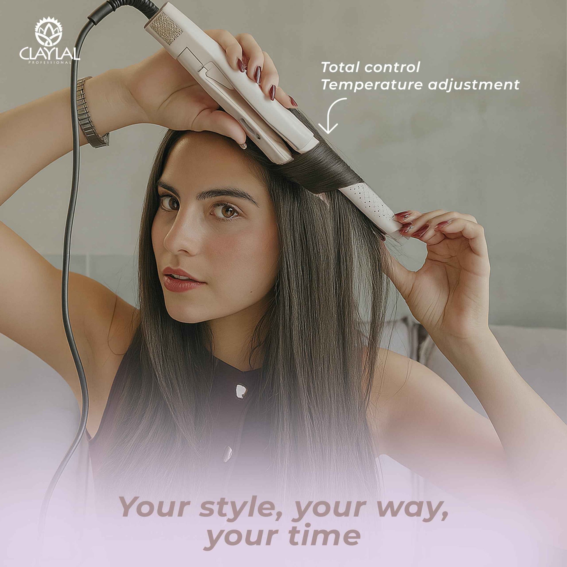Hair Straightener and Curler 2 in 1 – Claylal Professional Flat Iron Styler with Negative Ions, 430°F Heat, 360° Airflow | Straighten & Curl Hair