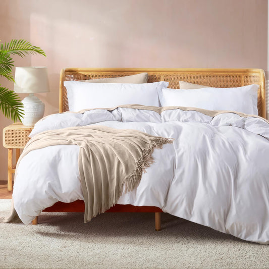 Nestl Twin Duvet Cover Set - Soft Double Brushed White Duvet Cover Twin/Twin XL, 2 Piece, with Button Closure, 1 Duvet Cover 68x90 inches and 1 Pillow Sham