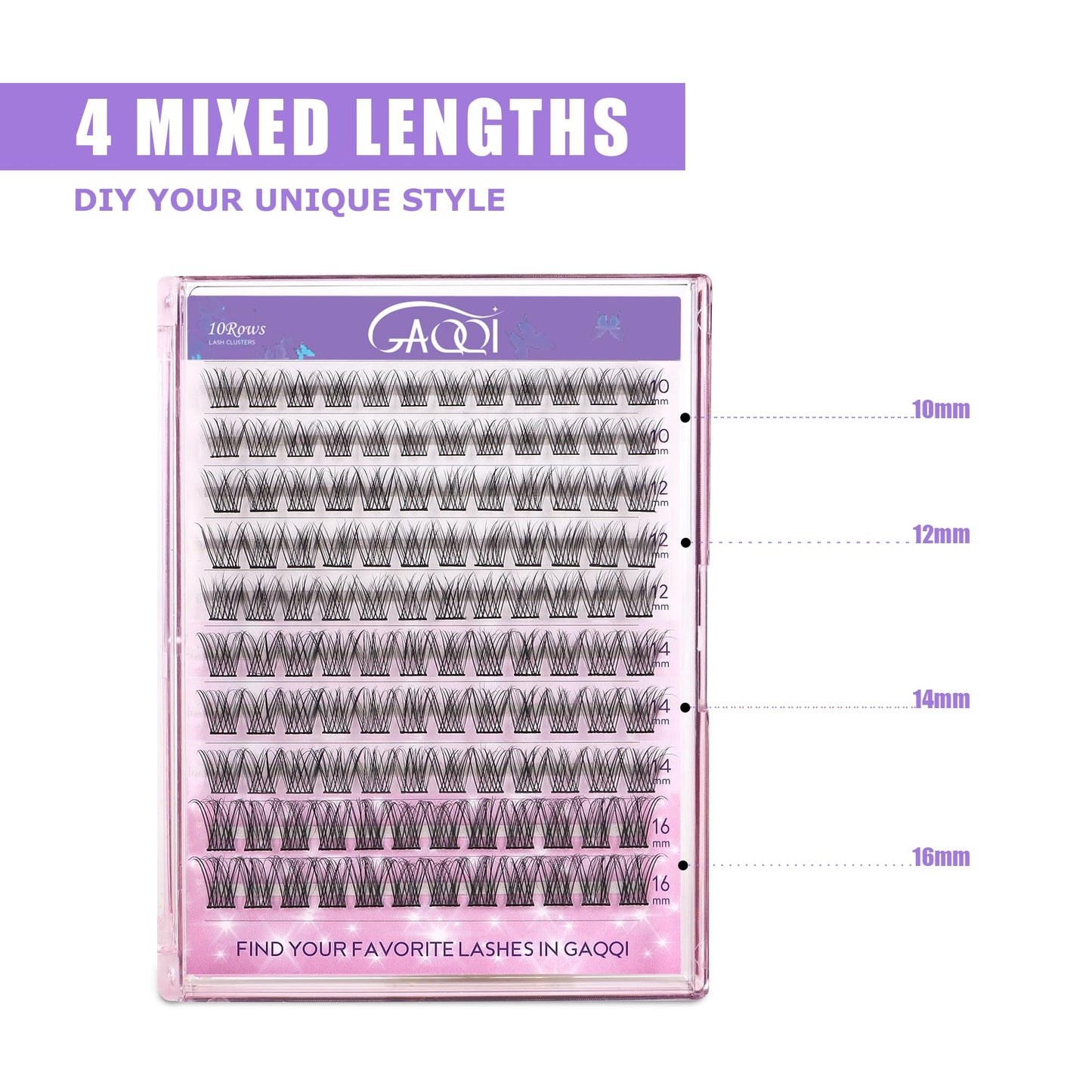 GAQQI Lash Clusters, Eyelash Clusters 120PCS C Curl Individual Lashes, Wispy Cluster Eyelash Extension 10-16mm Mixed Length, Natural Looking Cluster Lashes （GQ15, C Curl, 10-16mm)