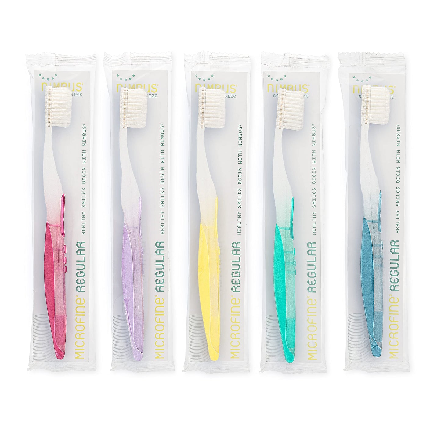 NIMBUS Extra Soft Toothbrushes (Regular Head) Periodontist Design Tapered Bristles for Sensitive Teeth and Receding Gums, Individually Wrapped Plaque Remover Travel Toothbrush (10 Pack, Colors Vary)