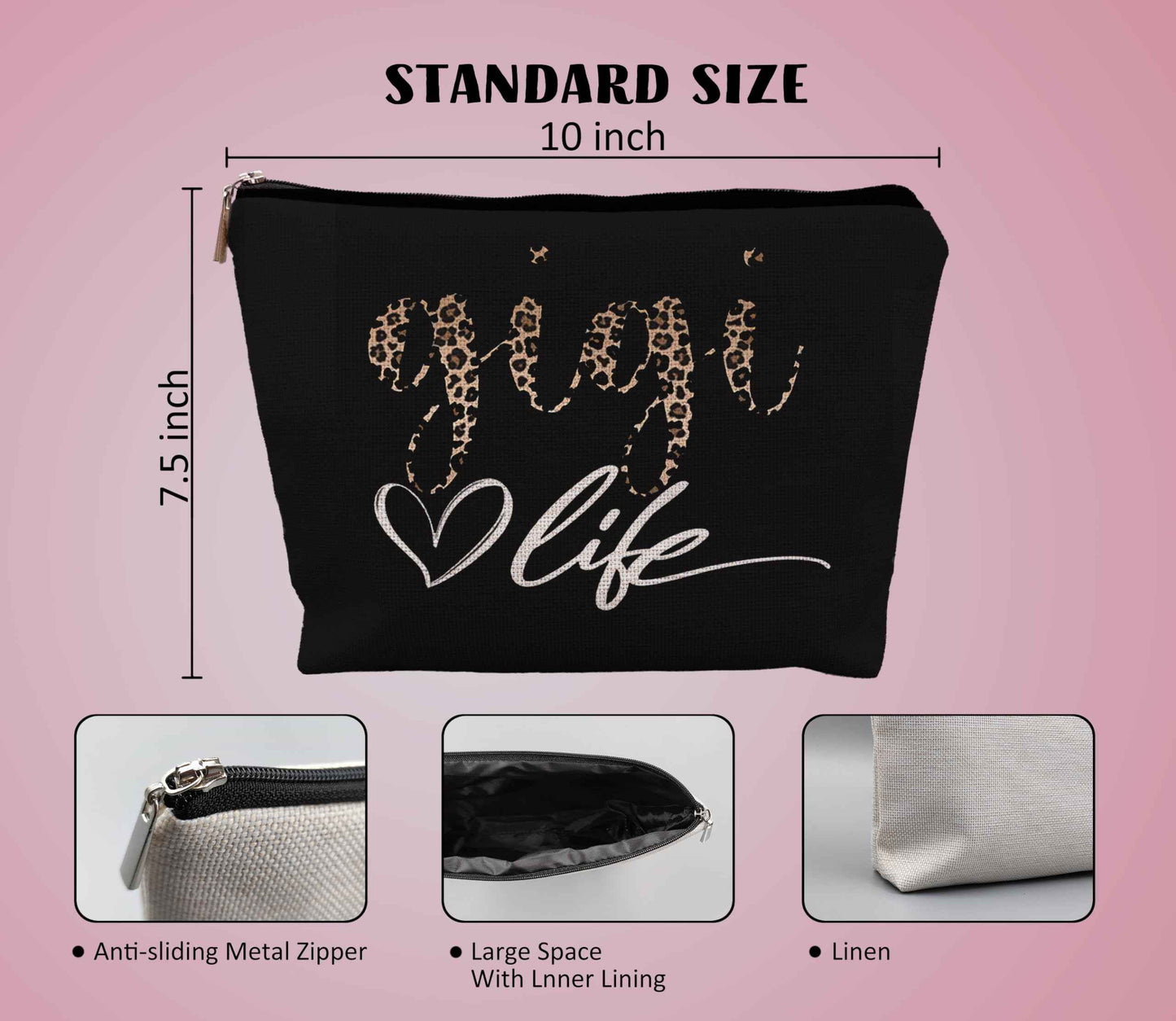 uinwk Gigi Makeup Bag,Gigi Cosmetic Bag,Gigi Gifts For Grandma Gigi,Grandma Gifts From Granddaughter,Grandson