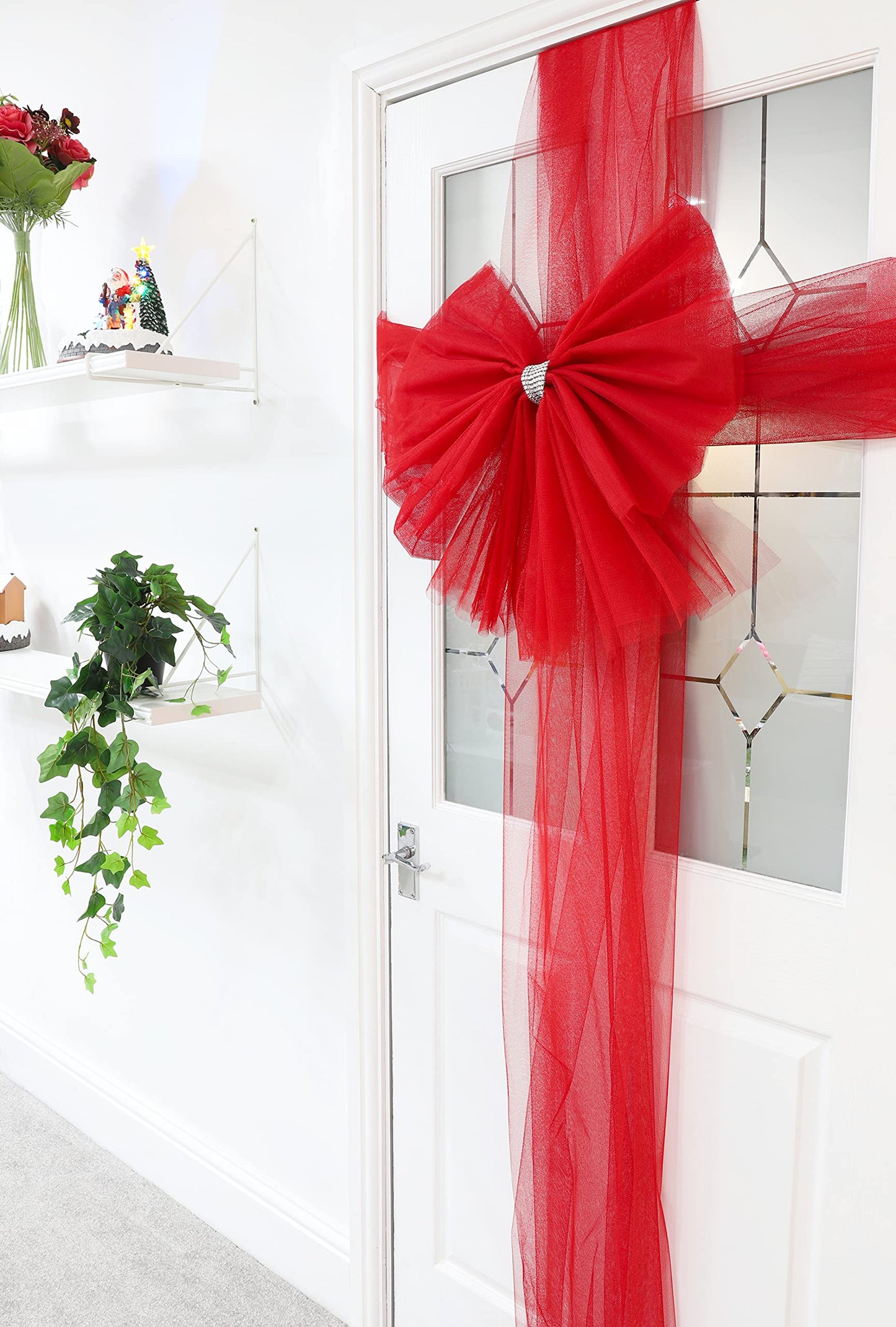 Christmas Concepts® DIY Decorative Door Bow with Diamante Decoration - Wedding/Parties/Christmas (Red)