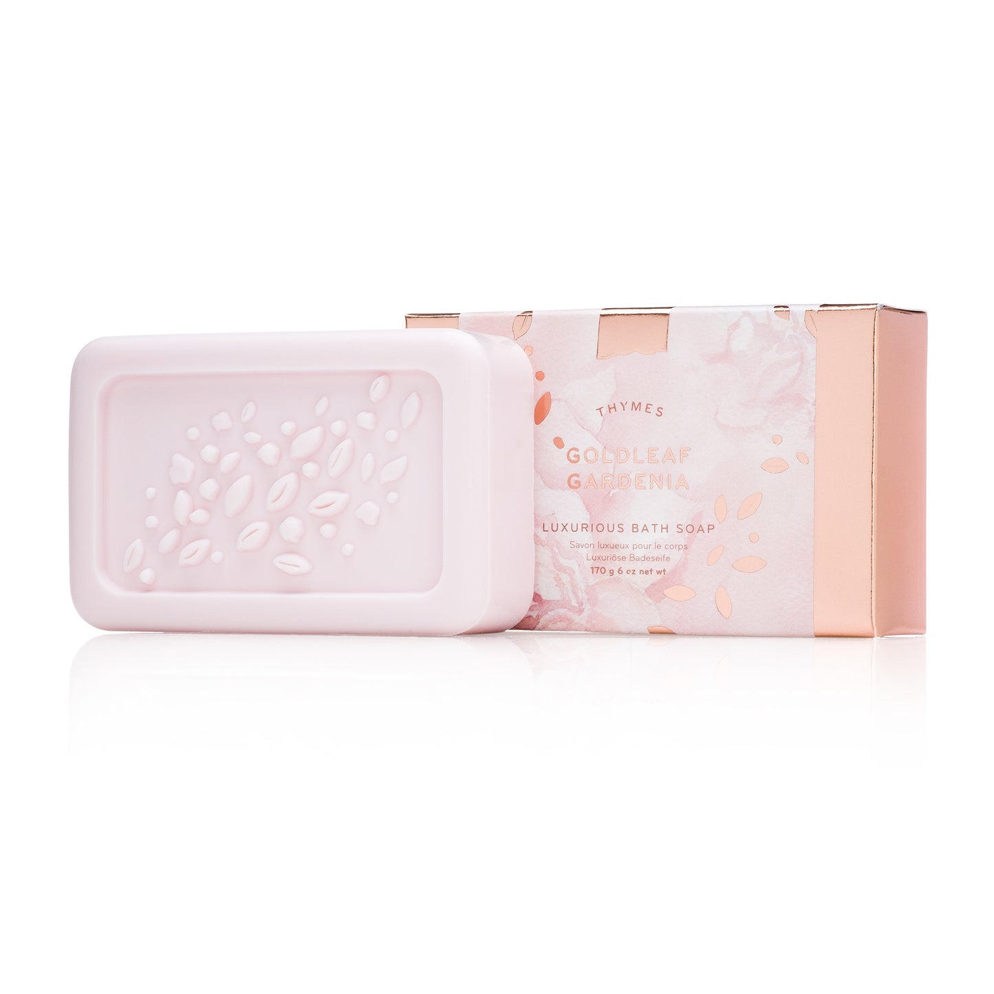 Thymes - Goldleaf Gardenia Luxurious Bath Soap - Naturally Conditioning Light Floral Scented Bar Soap - 6 ounce