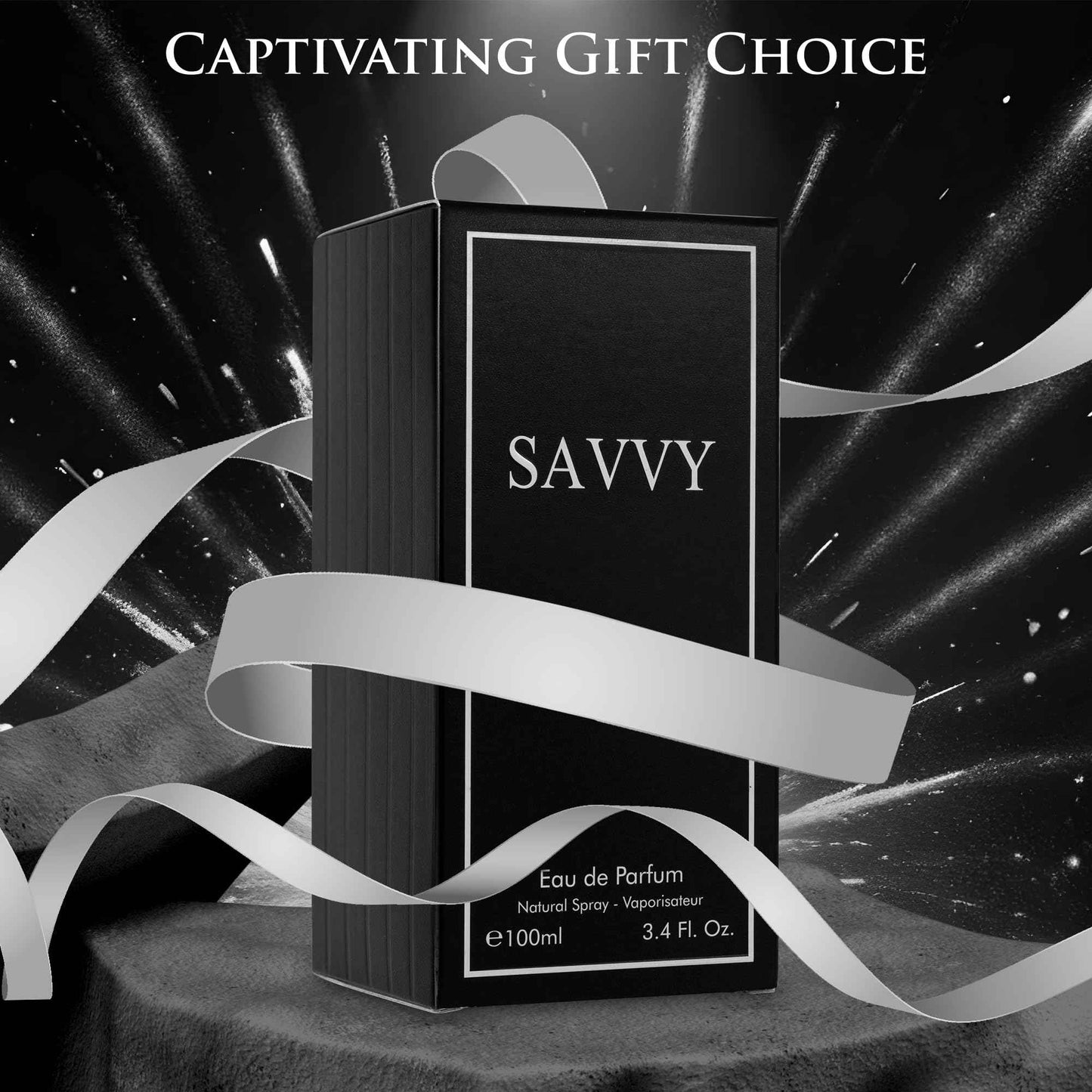 Savvy for Men Eau De Parfum - Sophisticated Male Fragrance Composition of bergamot, Pepper, Lavender, Star Anise & Nutmeg - Base of Peppery & Vanilla - Go-To Daily Scent - Elegant 100ml Bottle