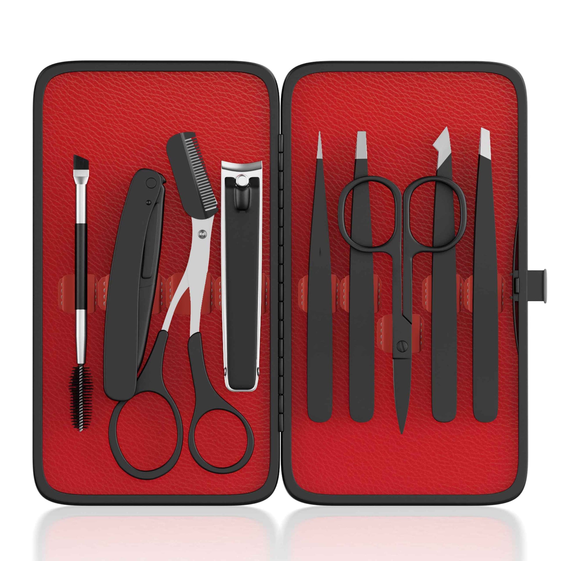 ESSBES Tweezers for Women Facial Hair, 9 in 1 Eyebrow Kit with Tweezers, Eyebrow Trimmer Scissors, Razor, Brush with Leather Travel Case, Hair Plucking Daily Beauty Tools