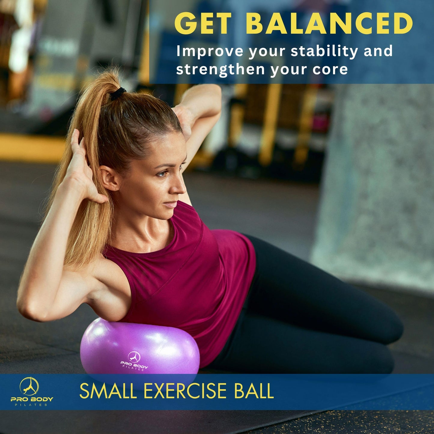 ProBody Pilates Ball Small Exercise Ball, 9 Inch Barre Ball, Mini Soft Yoga Ball, Workout Ball for Stability, Barre, Ab, Core, Physio and Physical Therapy Ball at Home Gym & Office (Purple)