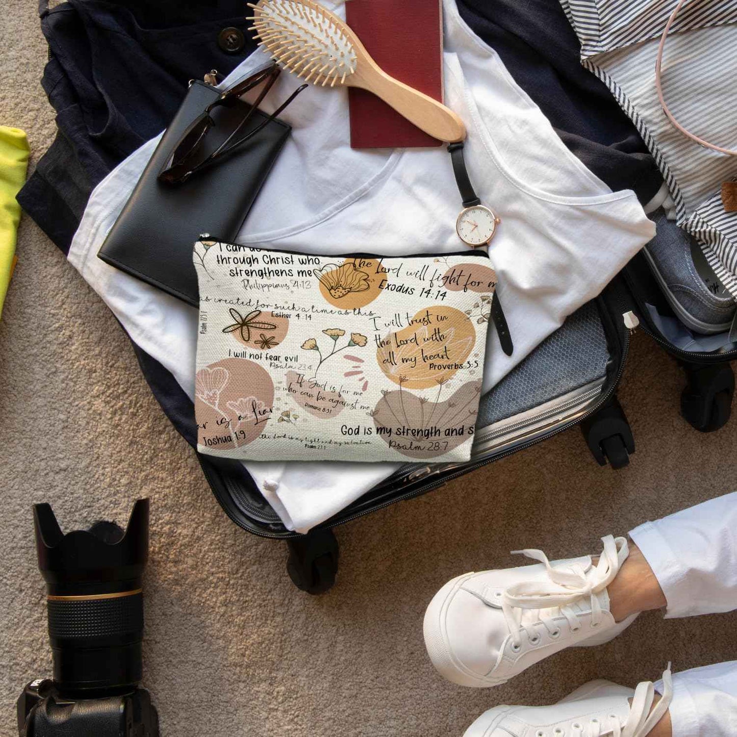 ignytiger Christian Bible Verse Scripture Gifts for Women Makeup Pouch Bag Cosmetic Bags for Women