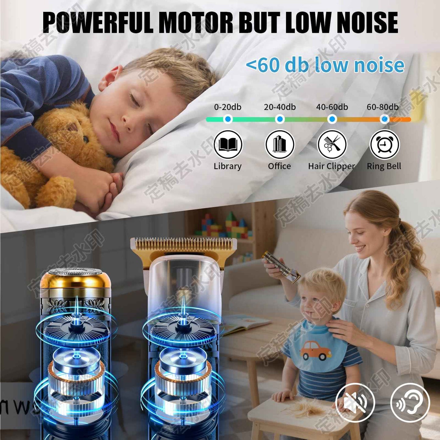 WMZR Men's Hair Clipper Set, T-Shaped Sideburn Trimmers, Electric Shavers, Cordless Hair Clippers and Shaver Sets