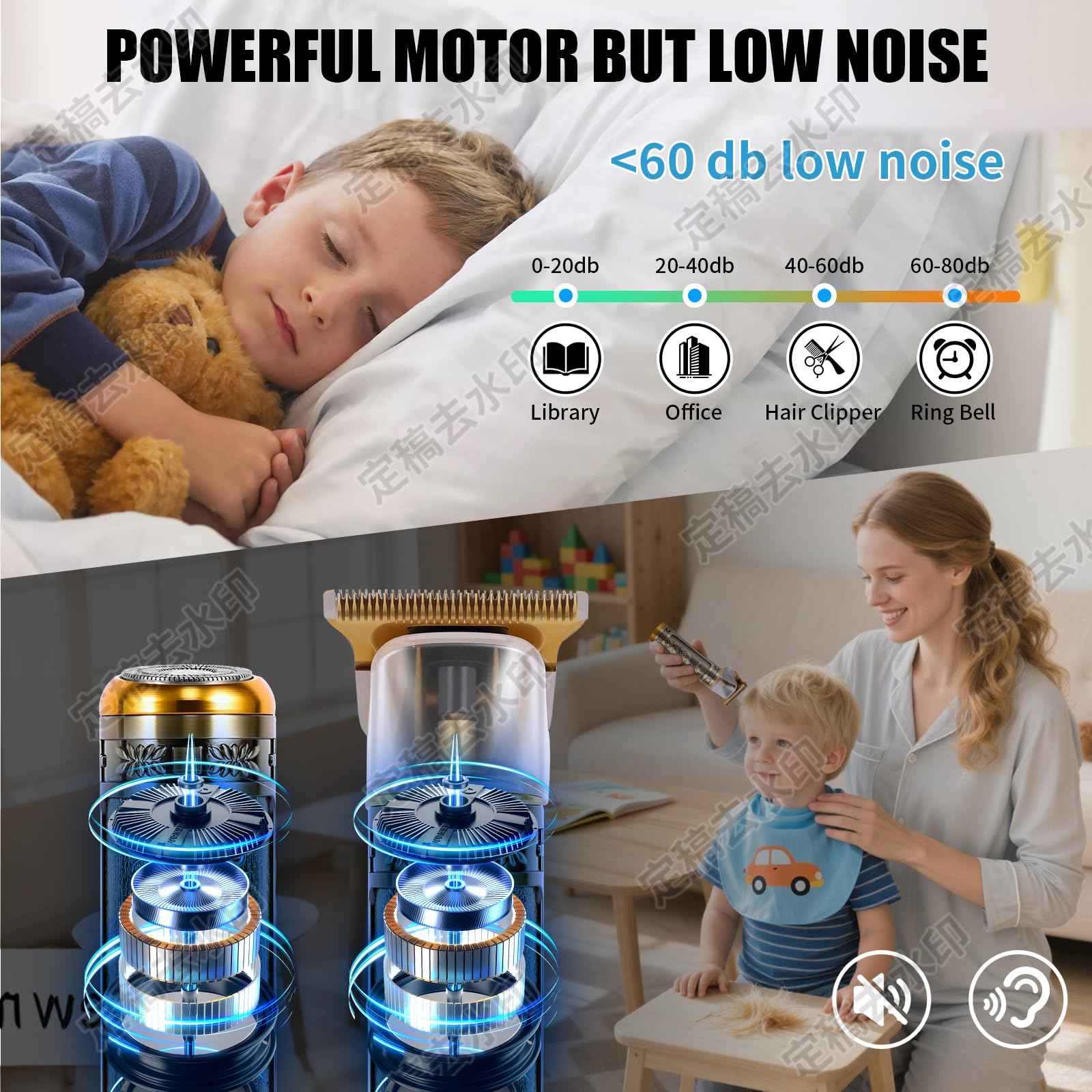 WMZR Men's Hair Clipper Set, T-Shaped Sideburn Trimmers, Electric Shavers, Cordless Hair Clippers and Shaver Sets