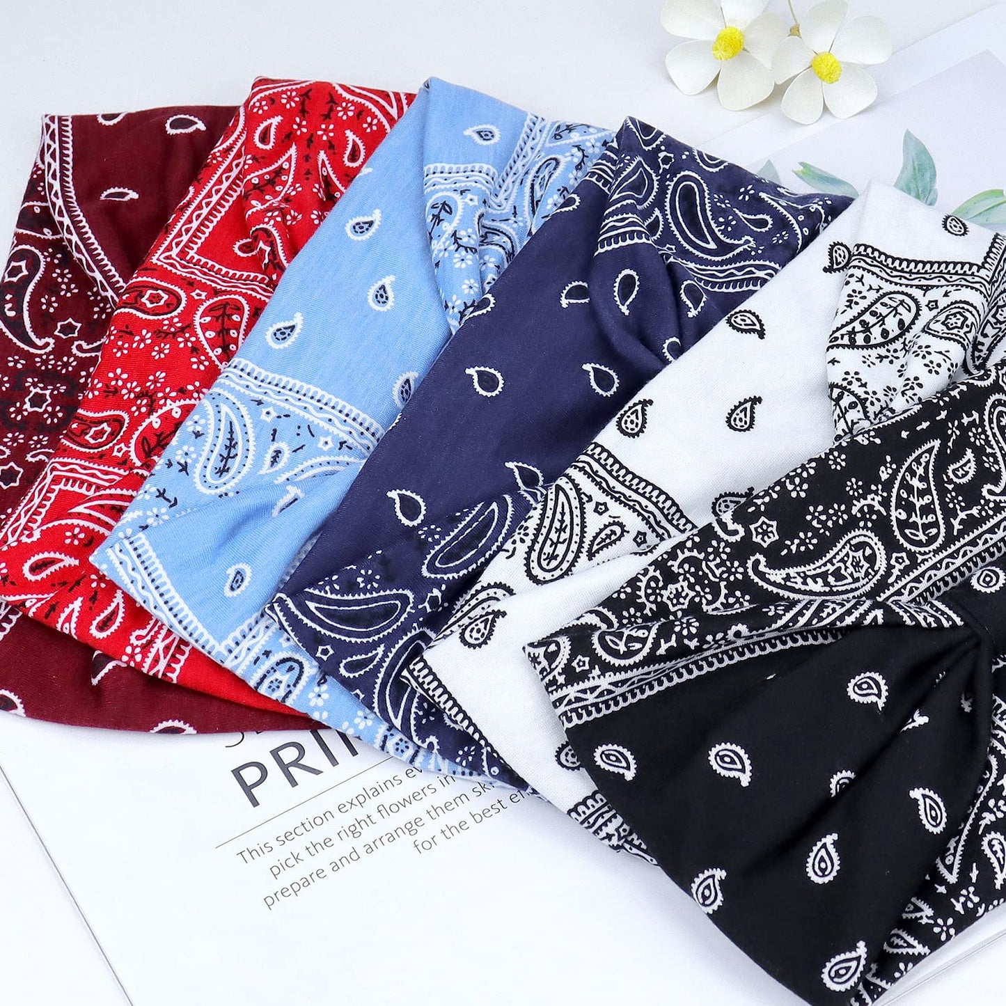 AWUMBUK Wide Headbands for Women Knotted No Slip Head Bands Soft Turban Headband Hair Accessories Boho African Solid Color Head Wraps for Women Yoga Workout Pack of 6(Boho)