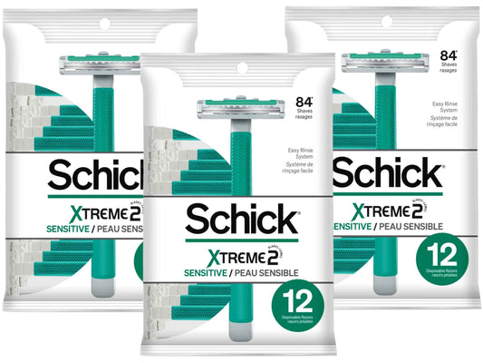 Schick ST2 Disposable Razor, Sensitive for Men, 12-Count Packages (Pack of 3)