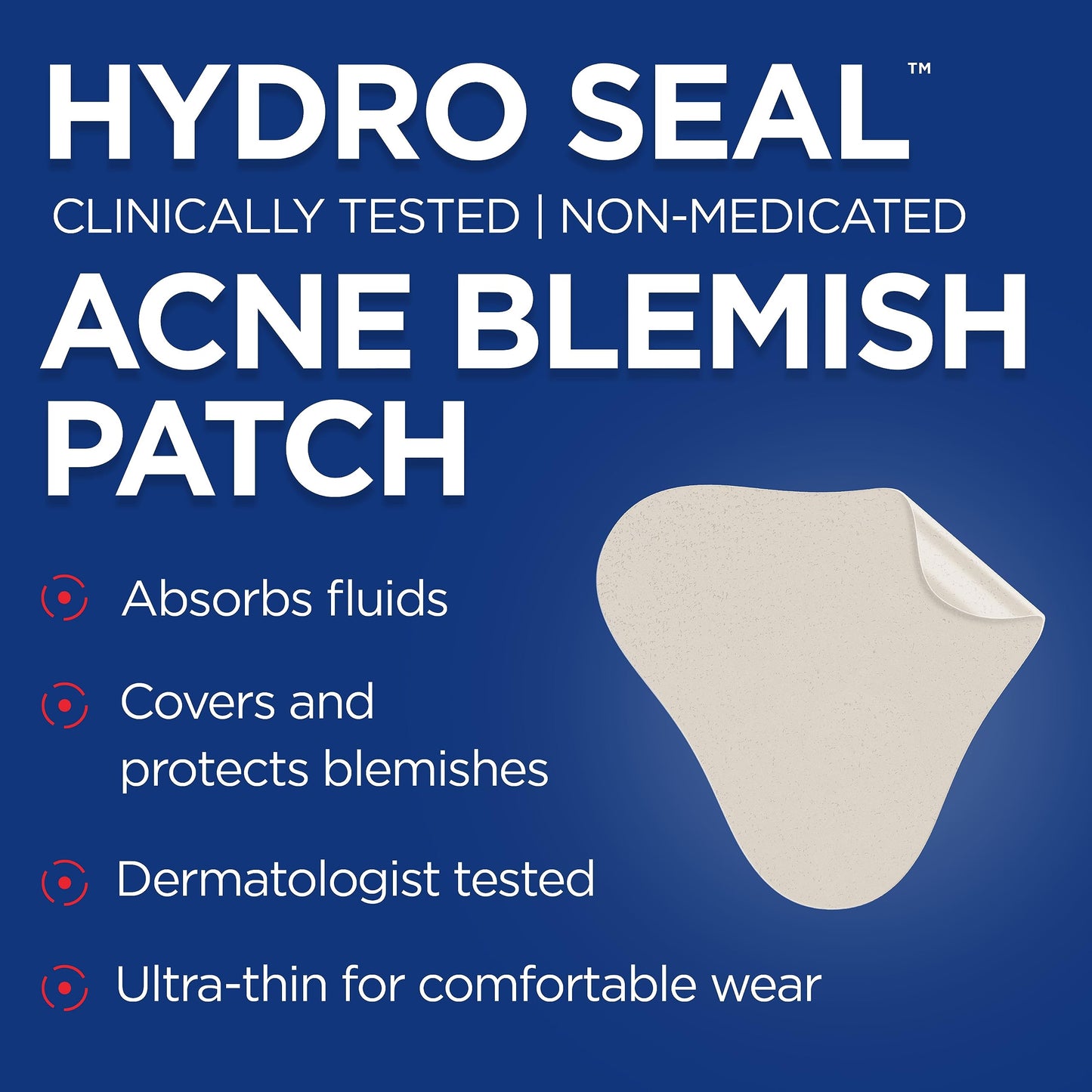 Band-Aid Brand Hydro Seal Acne Blemish Patches, Clear Non-Medicated Face Patch Absorbs Fluids & Provides a Protective Healing Environment for Pimples, Sterile, Three Pack, 3 x 7 Patches