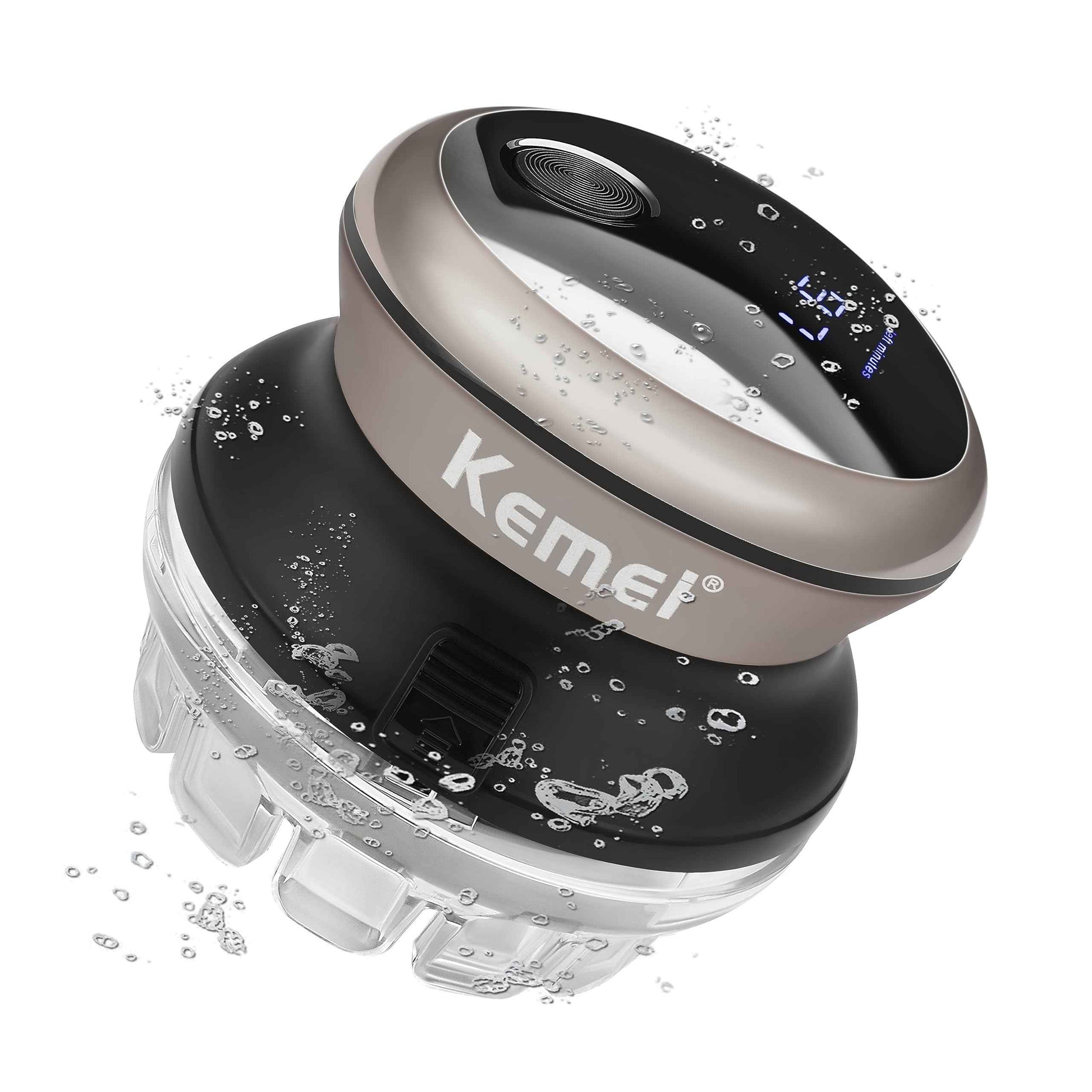 KEMEI Professional Hair Clippers for Men, Automatic Circular Hair Trimmer, Cordless Self-Haircut Kit with LED Display, KM-887 Silvery