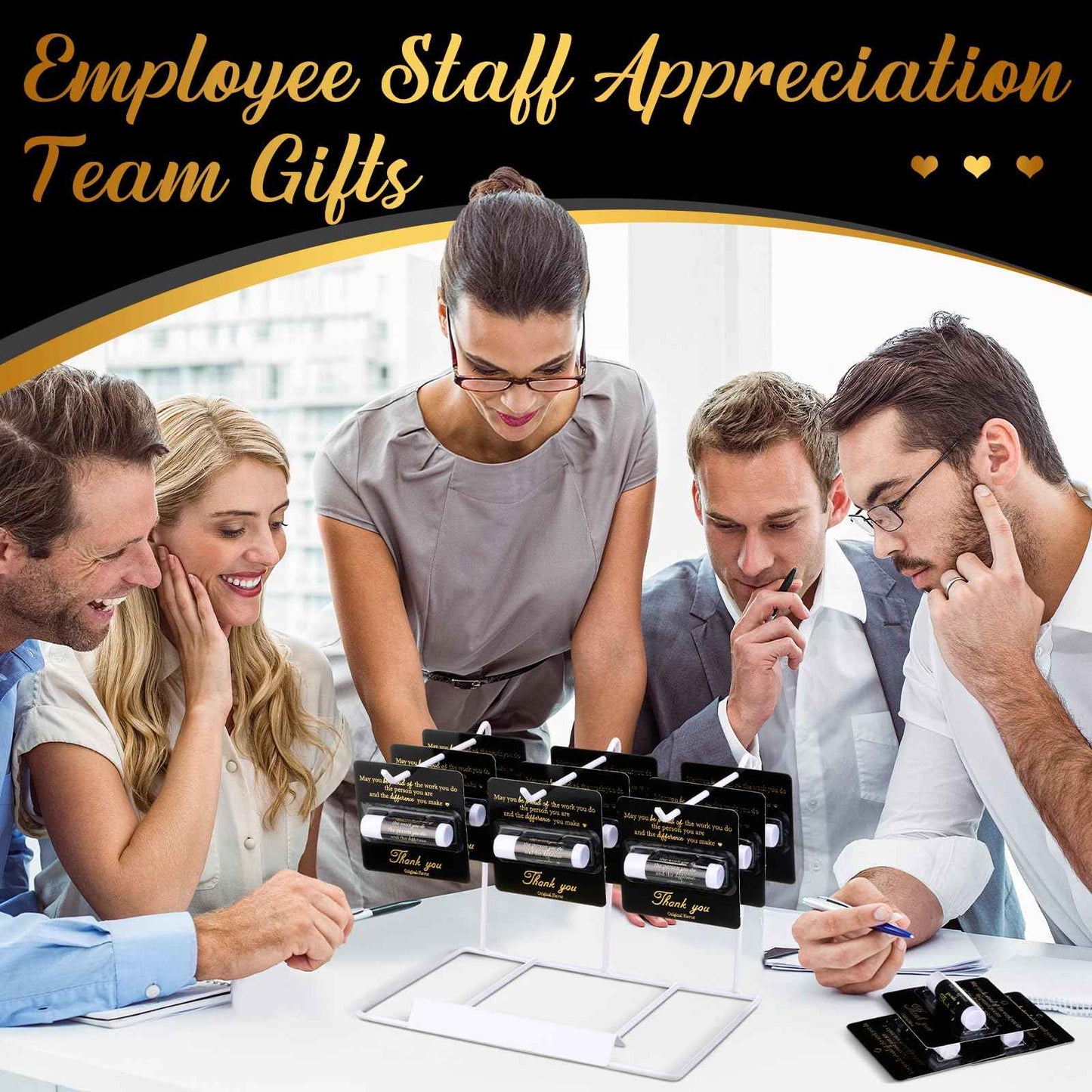 Sacubee 30 Pack Christmas Employee Appreciation Gift Lip Balms Bulk Staff Teacher Team Volunteer Thank You Gift Thanksgiving Christmas Appreciation Party Favor for Women Men(Cool,Black Gold)